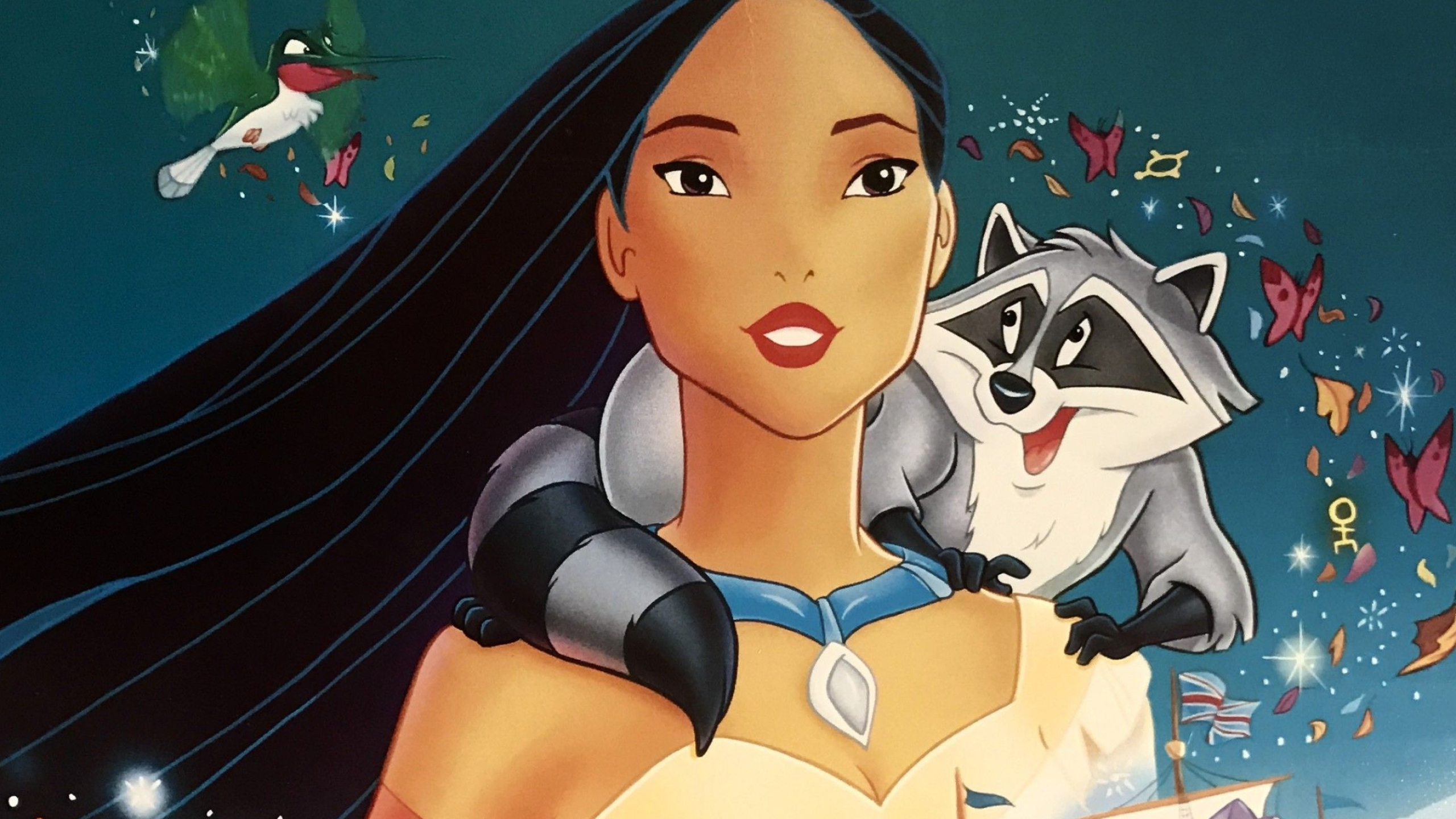 Disney's Pocahontas, Animated adventure, Native American princess, Courageous spirit, 2560x1440 HD Desktop