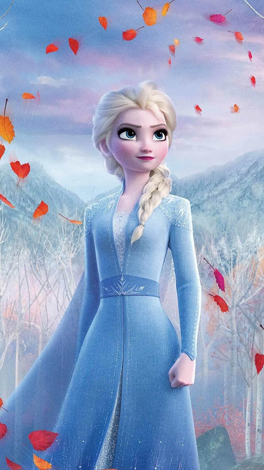 Frozen: On the coronation day, Queen Elsa accidentally freezes the kingdom, runs away far from her kingdom, and leaves it in the cold weather, Anna decides to overcome the snowstorm to find Elsa and hopes that her sister can withdraw magic. 1080x1920 Full HD Background.