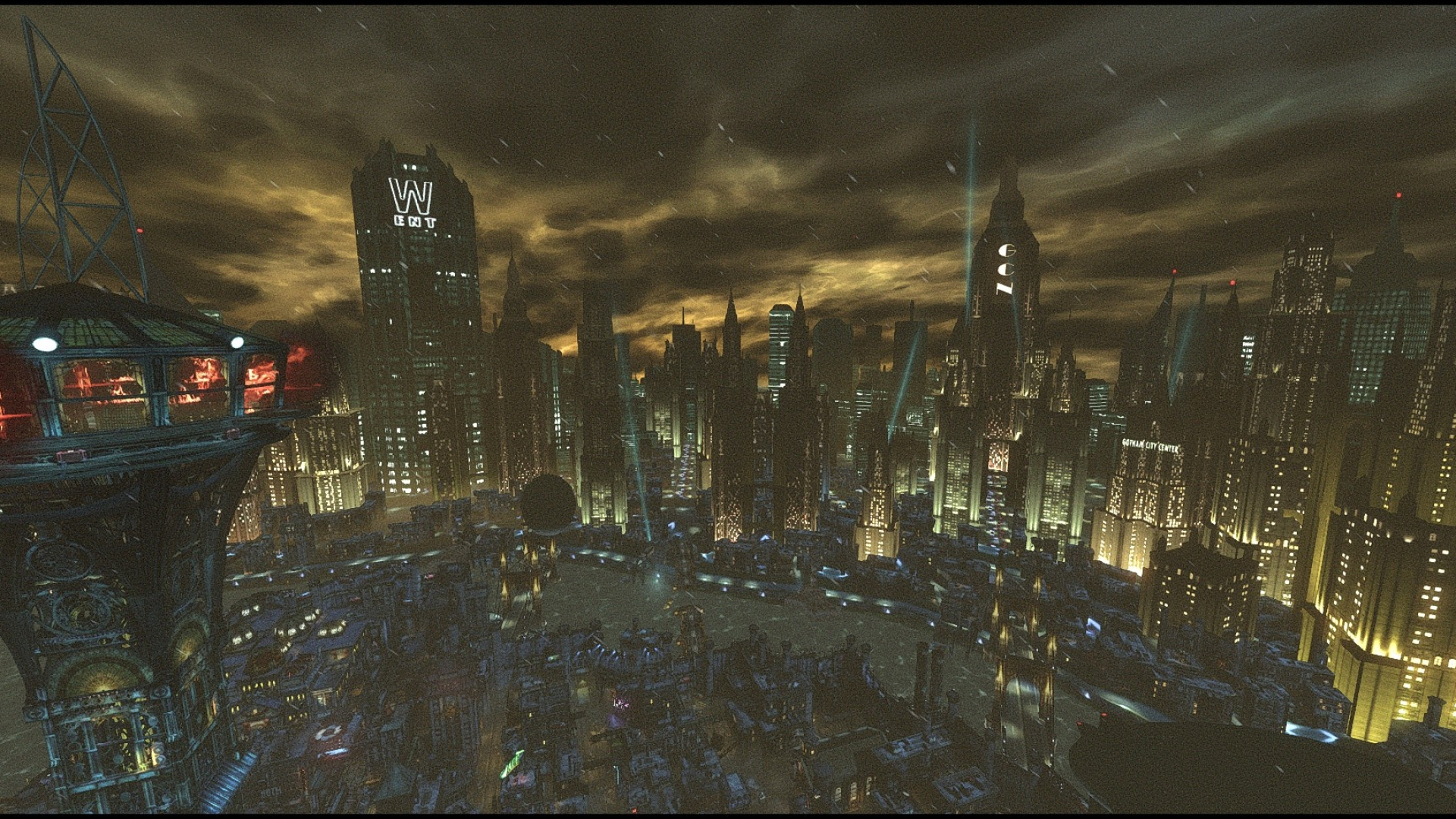 Gotham skyline, Fan interpretation, Arkham Knight, 1920x1080 Full HD Desktop