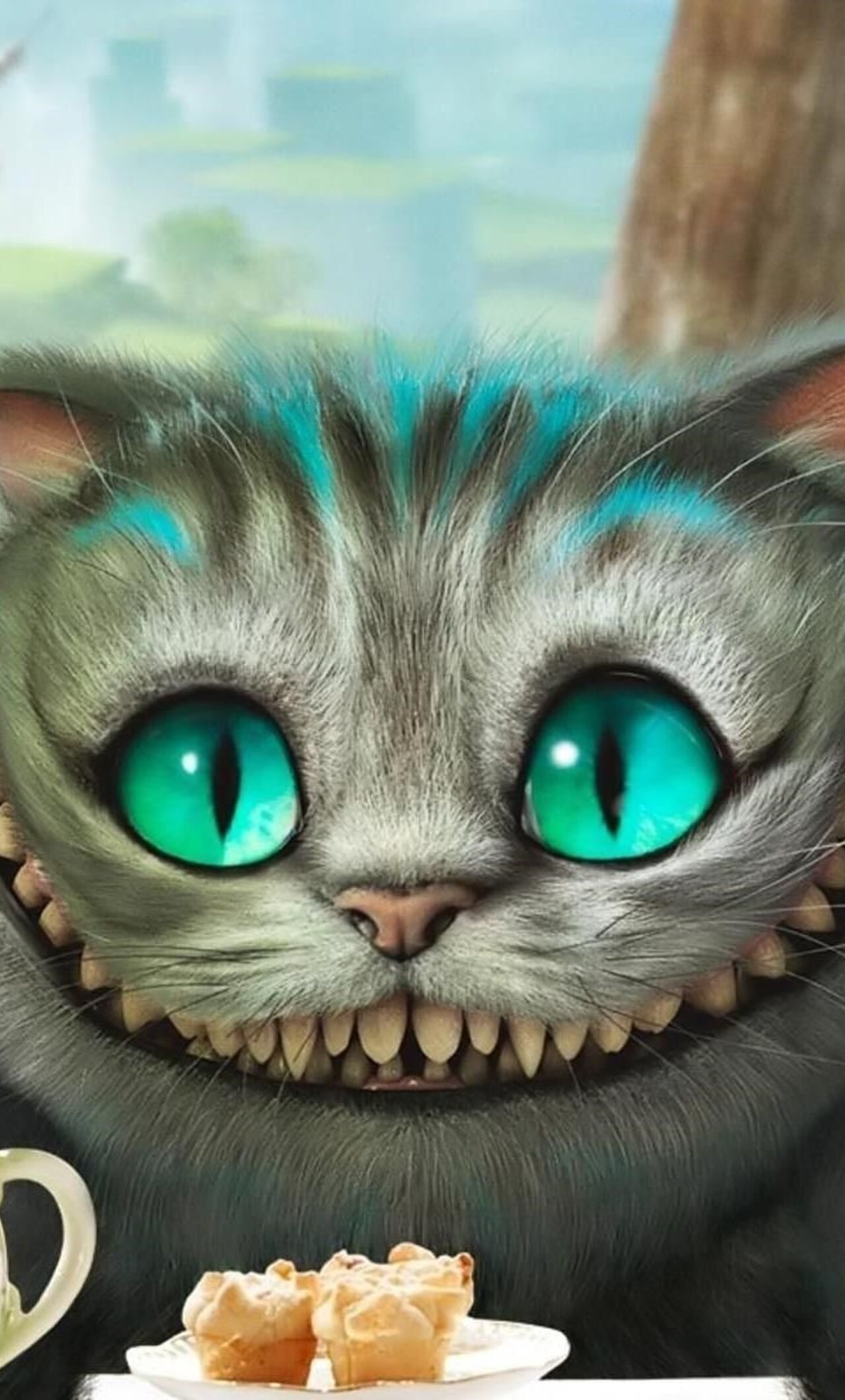 Cheshire Cat: Fantastical feline, Mysterious creature. 1280x2120 HD Background.