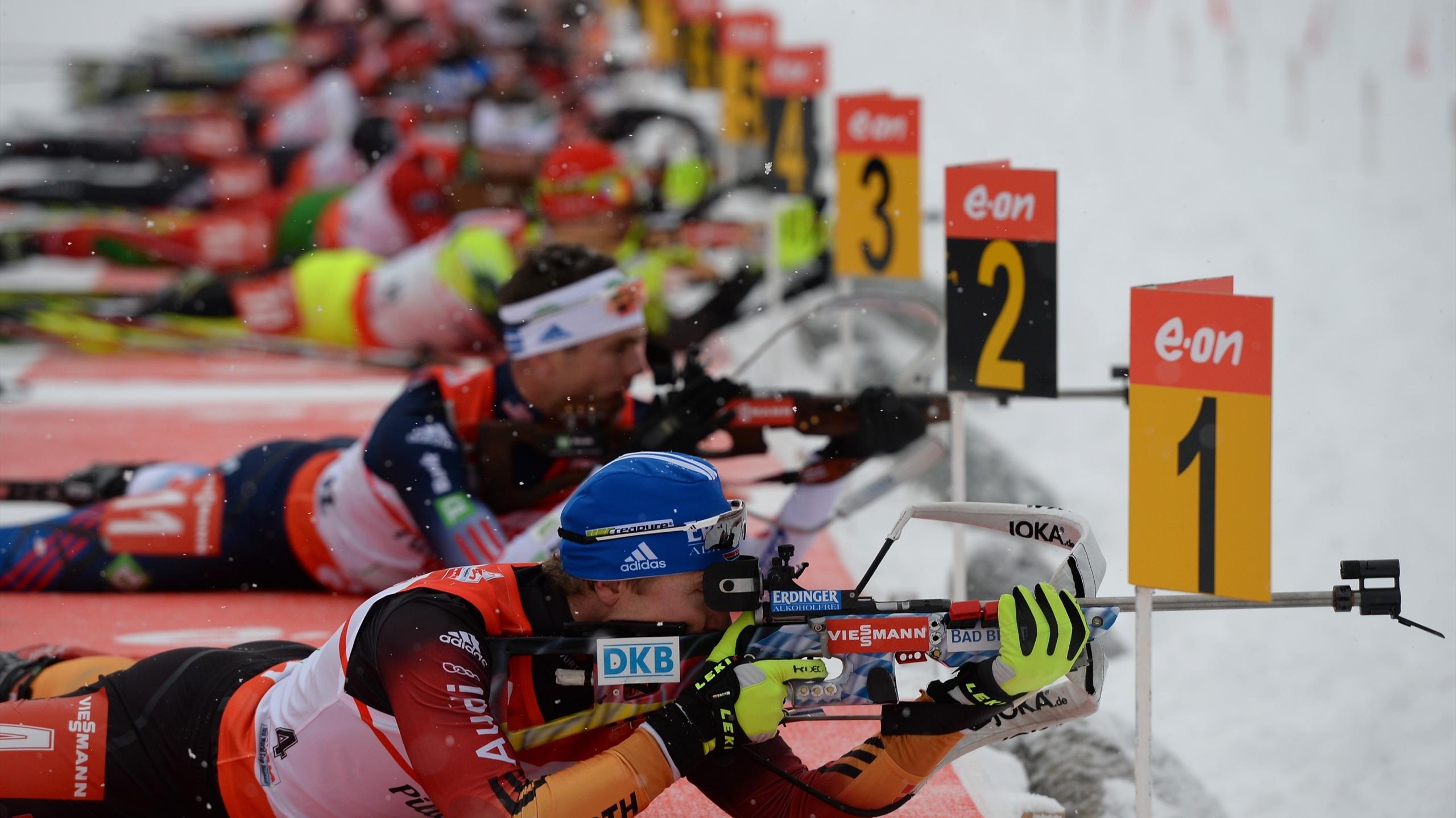 Biathlon: Competitions, Norway, Oslo, A mass start, Firing sequences, Five targets. 2560x1440 HD Wallpaper.