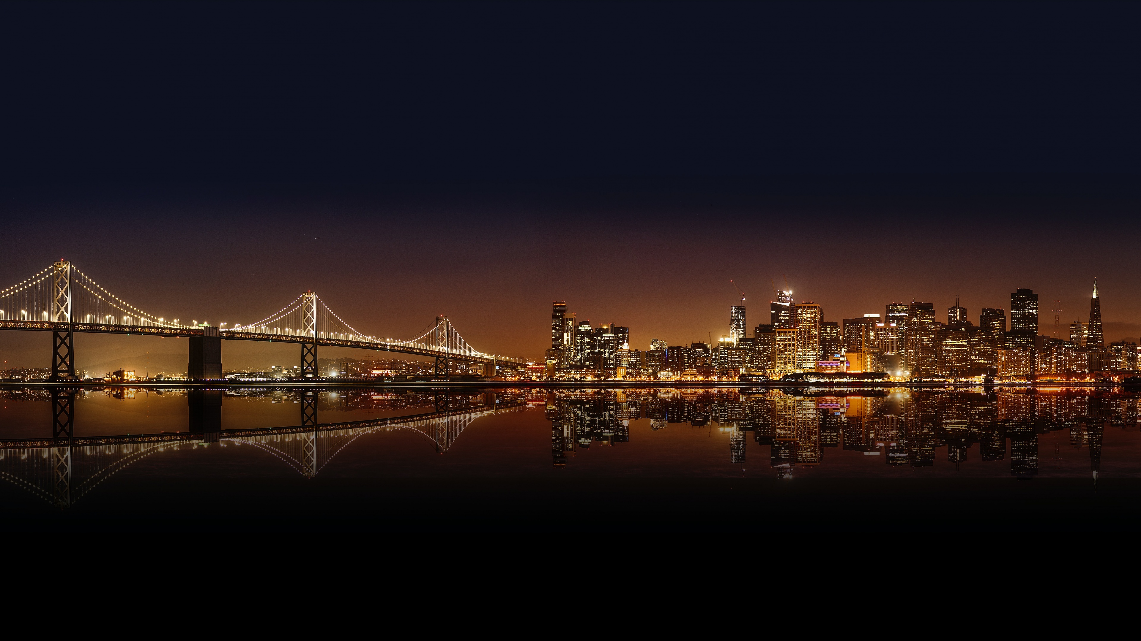 Oakland Skyline, Bay Bridge, Cityscape lights, World 5019, 3840x2160 4K Desktop