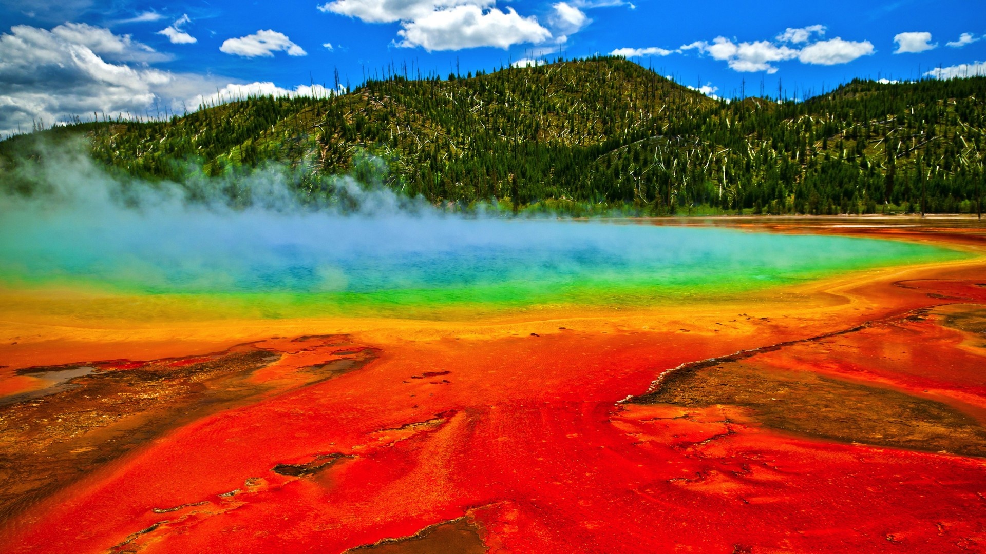 Yellowstone National Park, Spectacular geysers, Nature's eyecandy, XFCE desktop, 1920x1080 Full HD Desktop