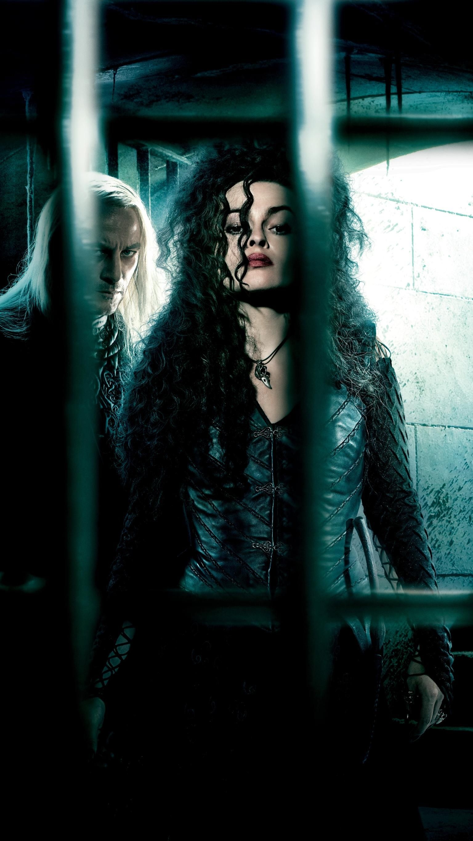 Bellatrix Lestrange, Deathly Hallows phone wallpaper, Sinister charm, 1540x2740 HD Handy