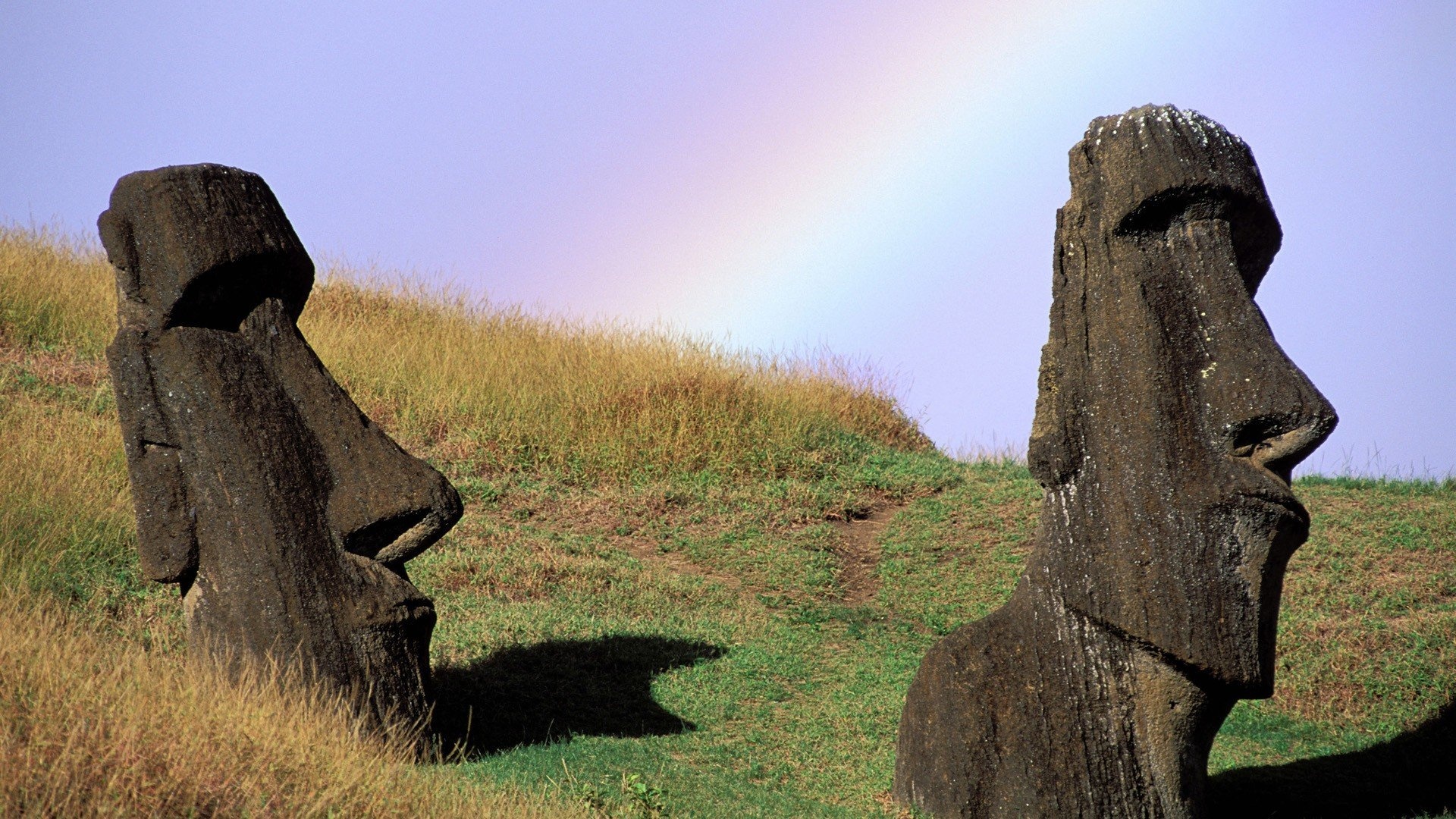 Chilean paradise, Easter Island's Moai, Expansive landscapes, Wallpapers by WallpaperHub, 1920x1080 Full HD Desktop