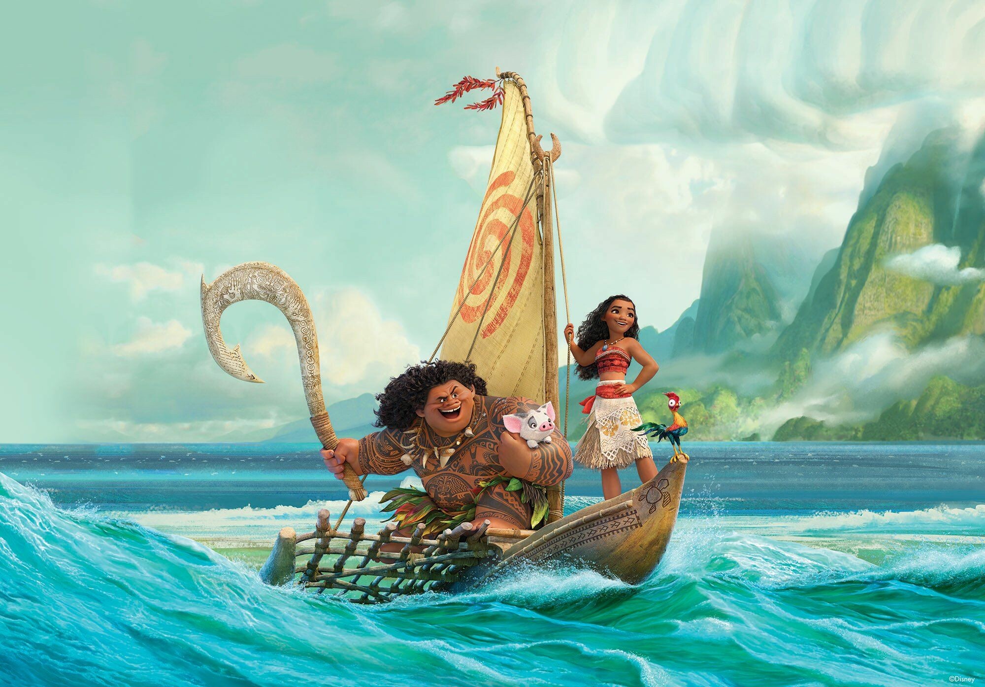 Moana: Disney adventure film, Takes inspiration from Polynesian myths. 2000x1400 HD Background.