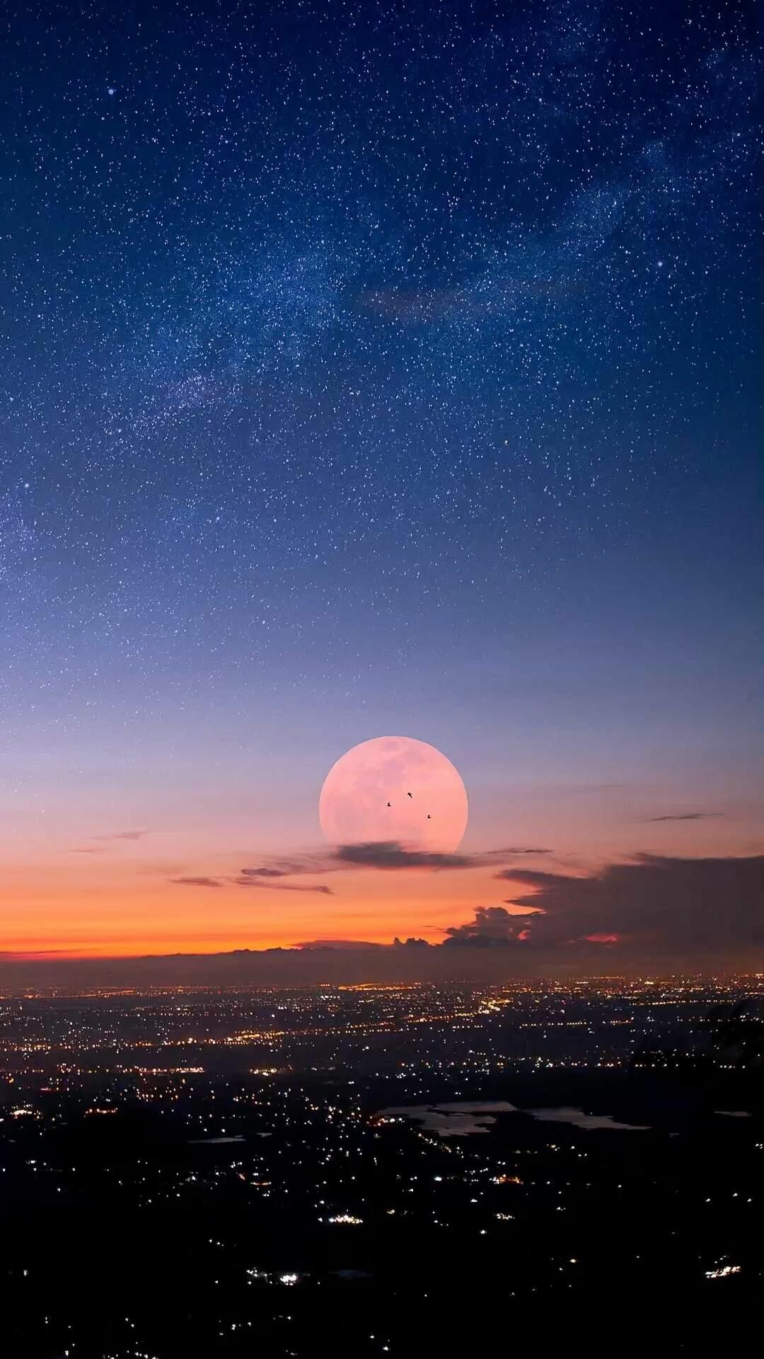 Moon: Twilight, Lunar disk viewed from Earth, Moonscape. 1080x1920 Full HD Wallpaper.