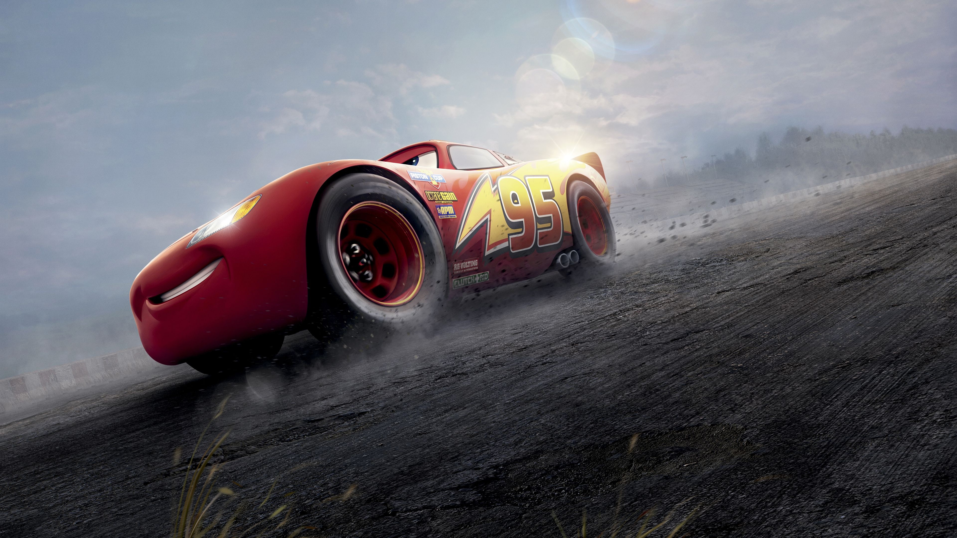 Cars (Disney): Cars 3, Red, Lightning McQueen. 3840x2160 4K Background.