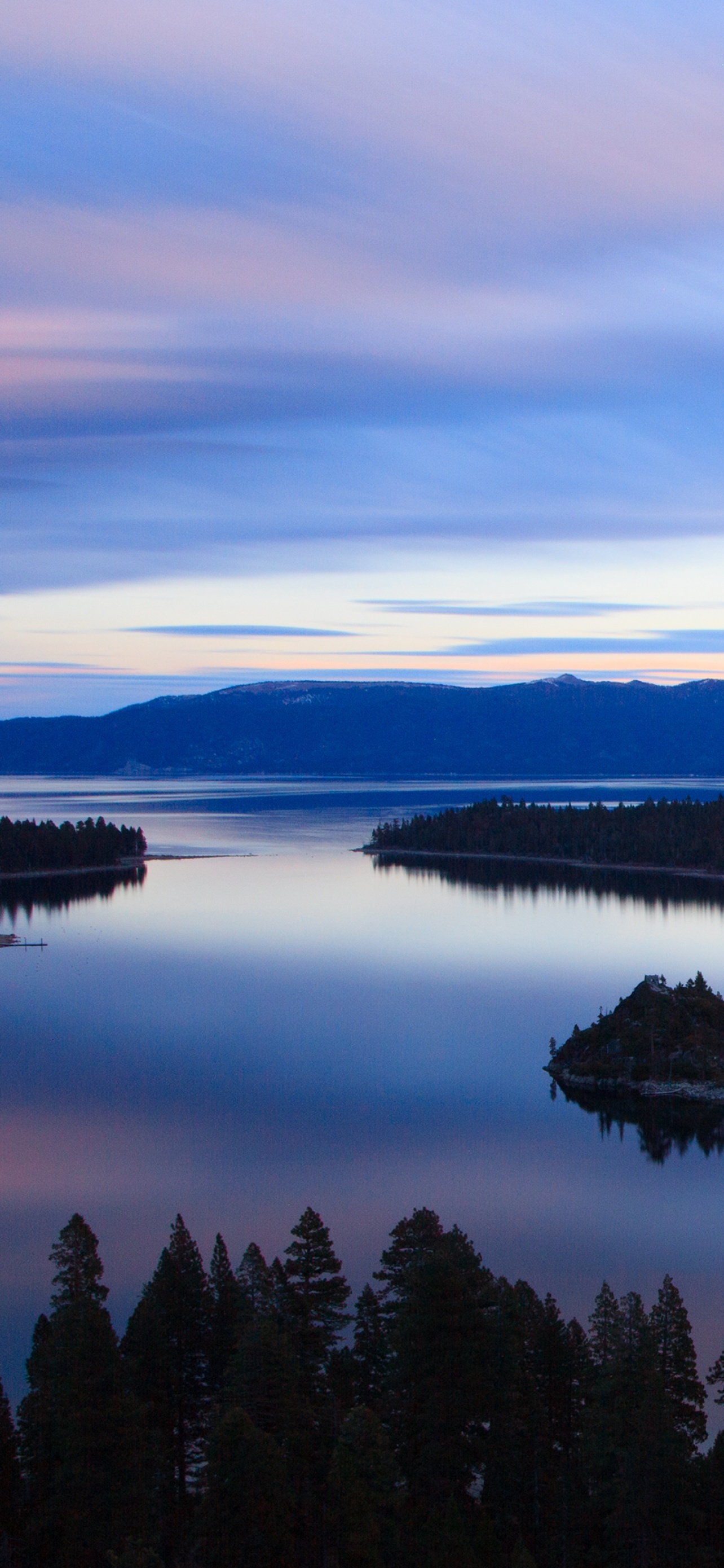 Emerald Bay wallpaper, Lake Tahoe, California, Breathtaking mountain silhouette, 1290x2780 HD Phone