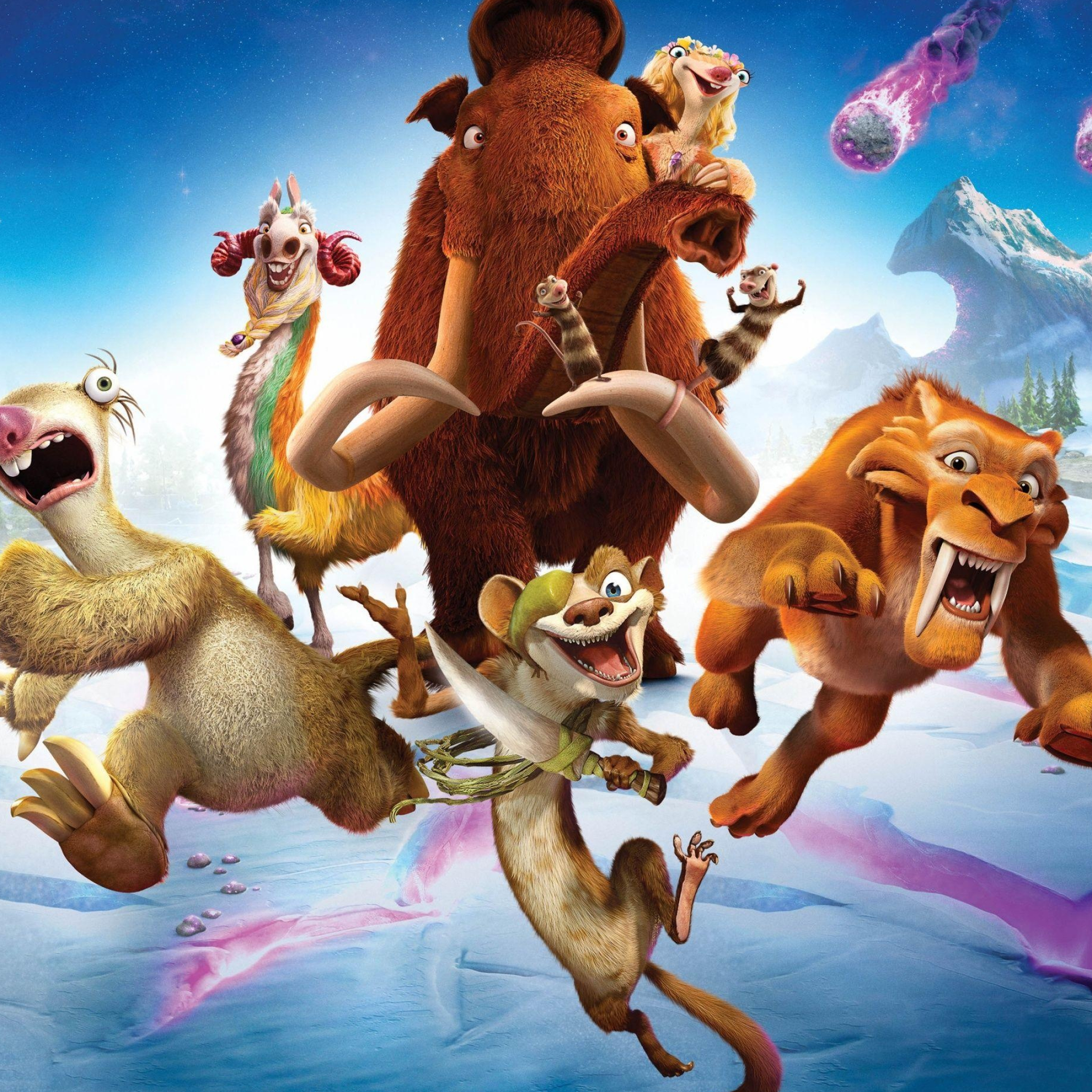Ice Age characters, Animated adventure, Prehistoric landscapes, Chilled comedy, 2050x2050 HD Phone
