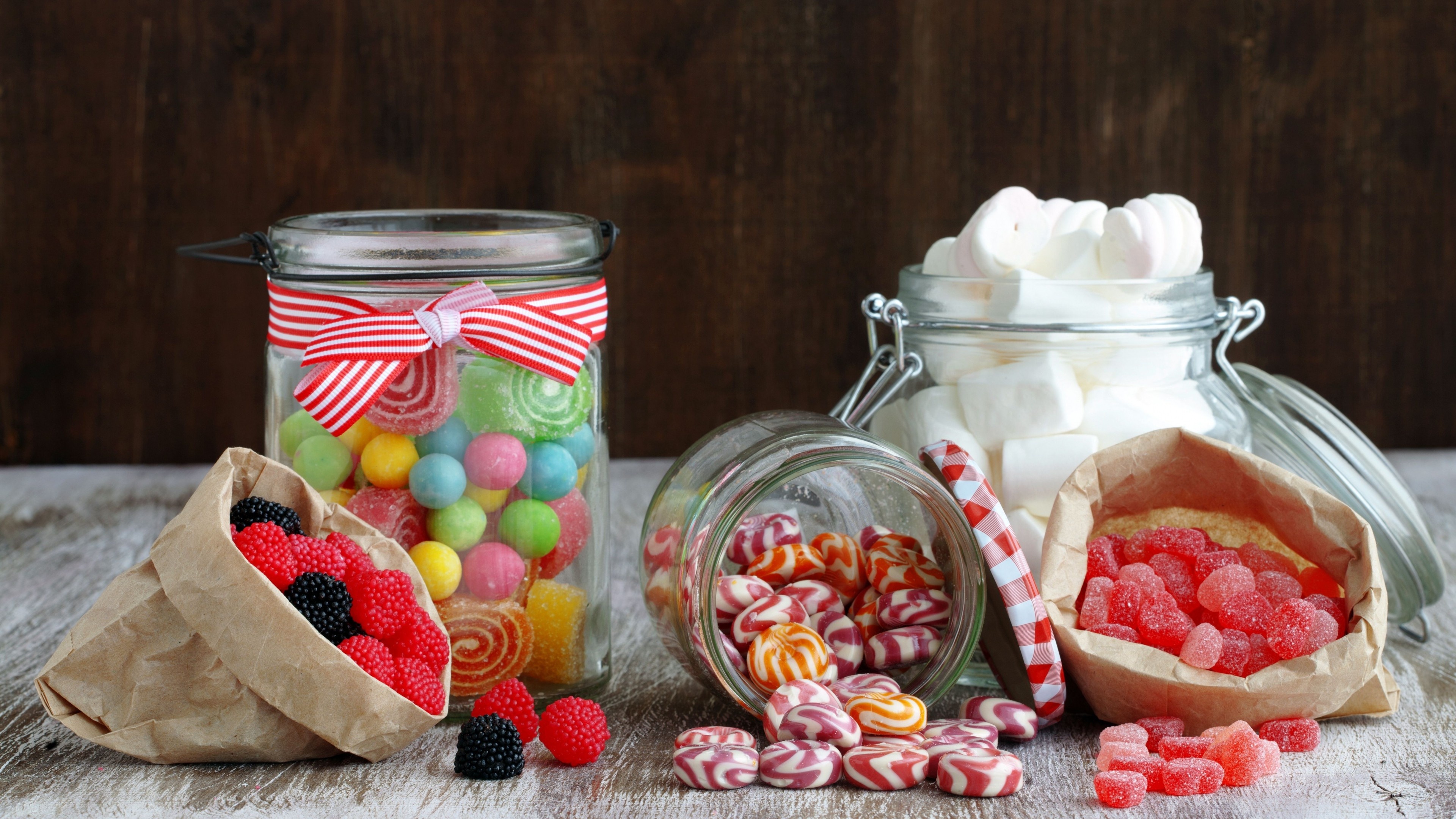 Candy jar delight, Sweet and tempting, Sugary goodness, Delicious treats, 3840x2160 4K Desktop