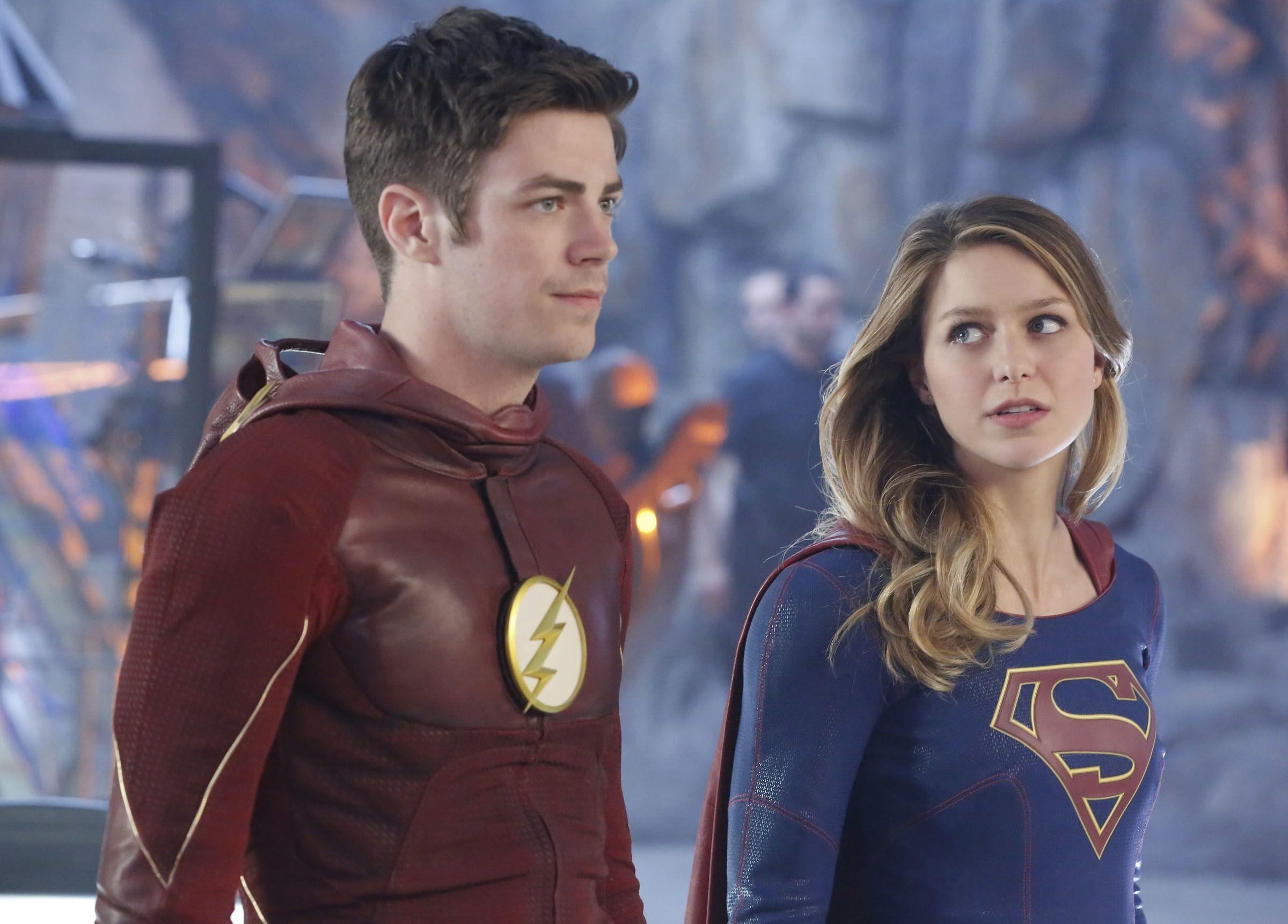 Grant Gustin: Replacement for Ezra Miller as The Flash, Melissa Benoist as Supergirl, TV show. 2400x1730 HD Wallpaper.