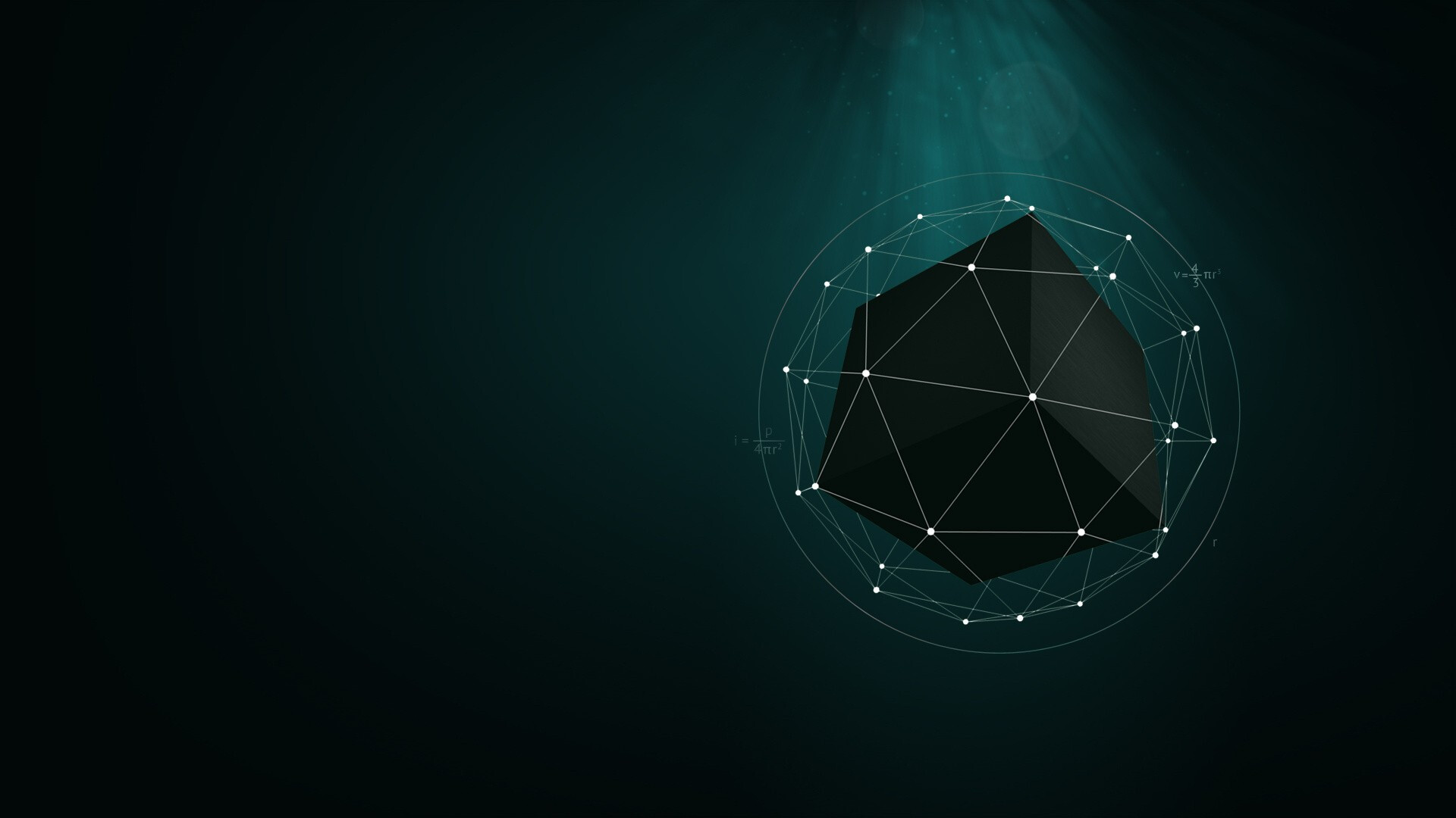 Geometry: Lines structure, Cube, Equilateral triangles, Frame. 1920x1080 Full HD Wallpaper.