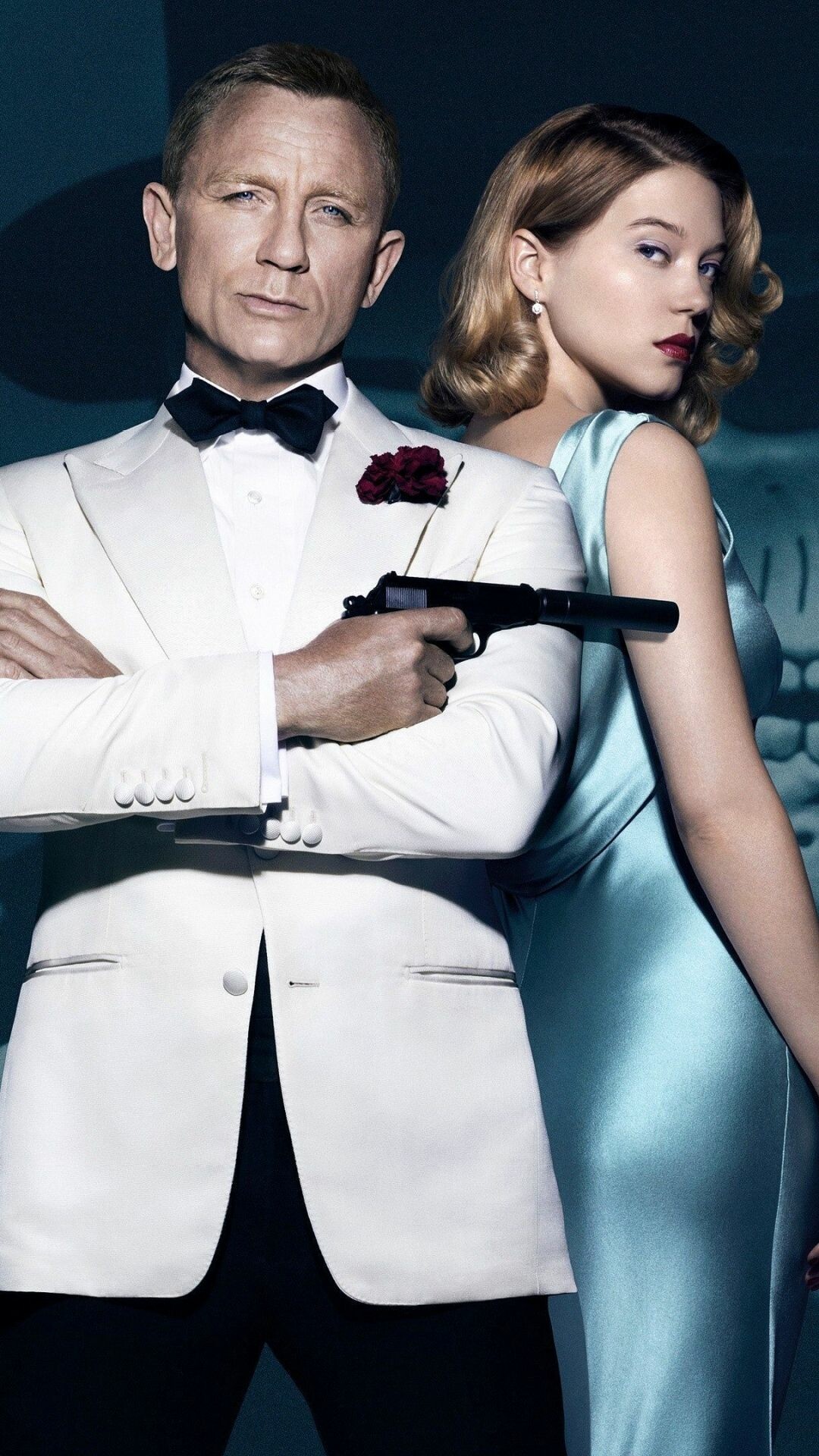 James Bond: Spectre, Stars Daniel Craig as 007 alongside Lea Seydoux. 1080x1920 Full HD Background.