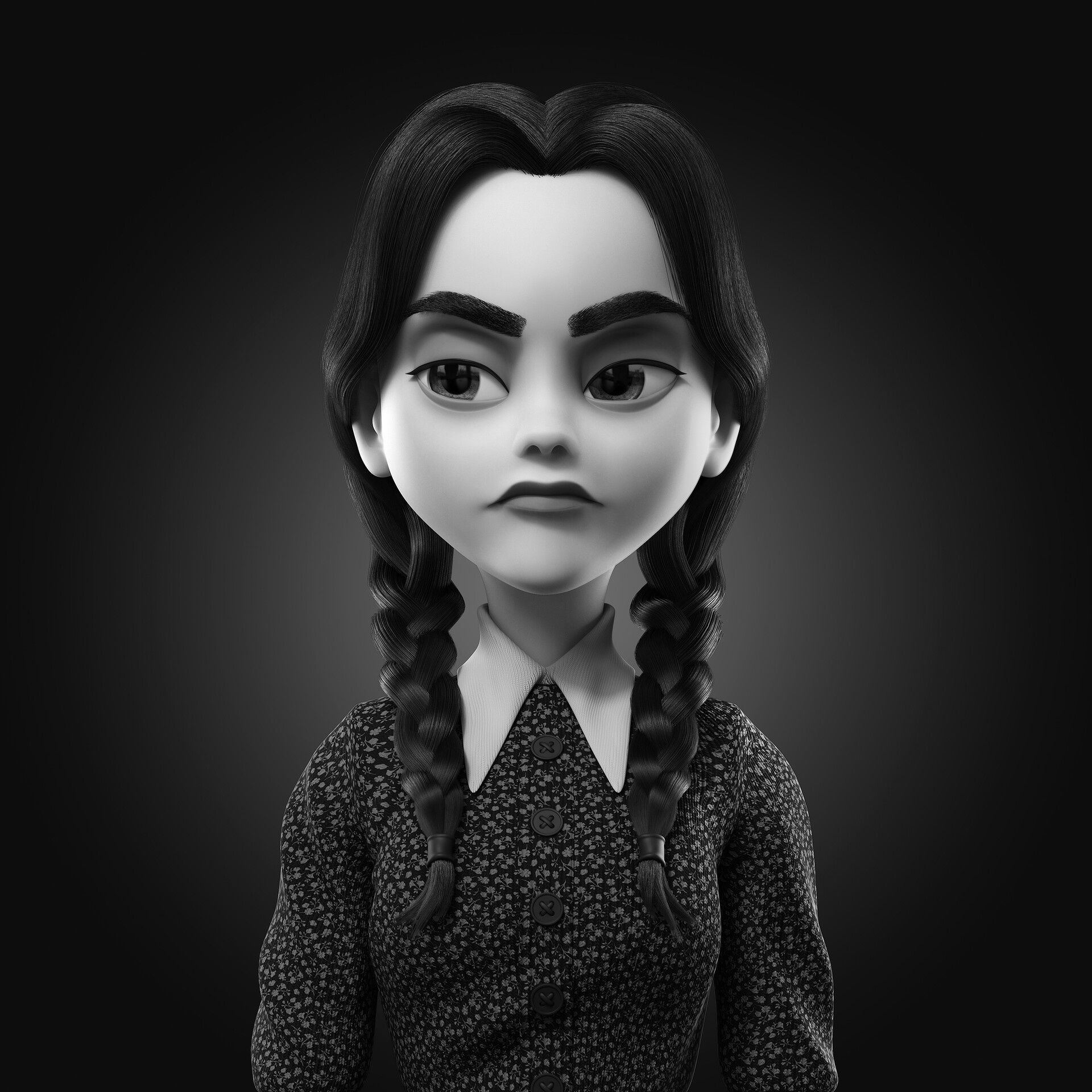 Wednesday Addams, Artistic tribute, Fan-created artwork, Captivating illustrations, 1920x1920 HD Handy