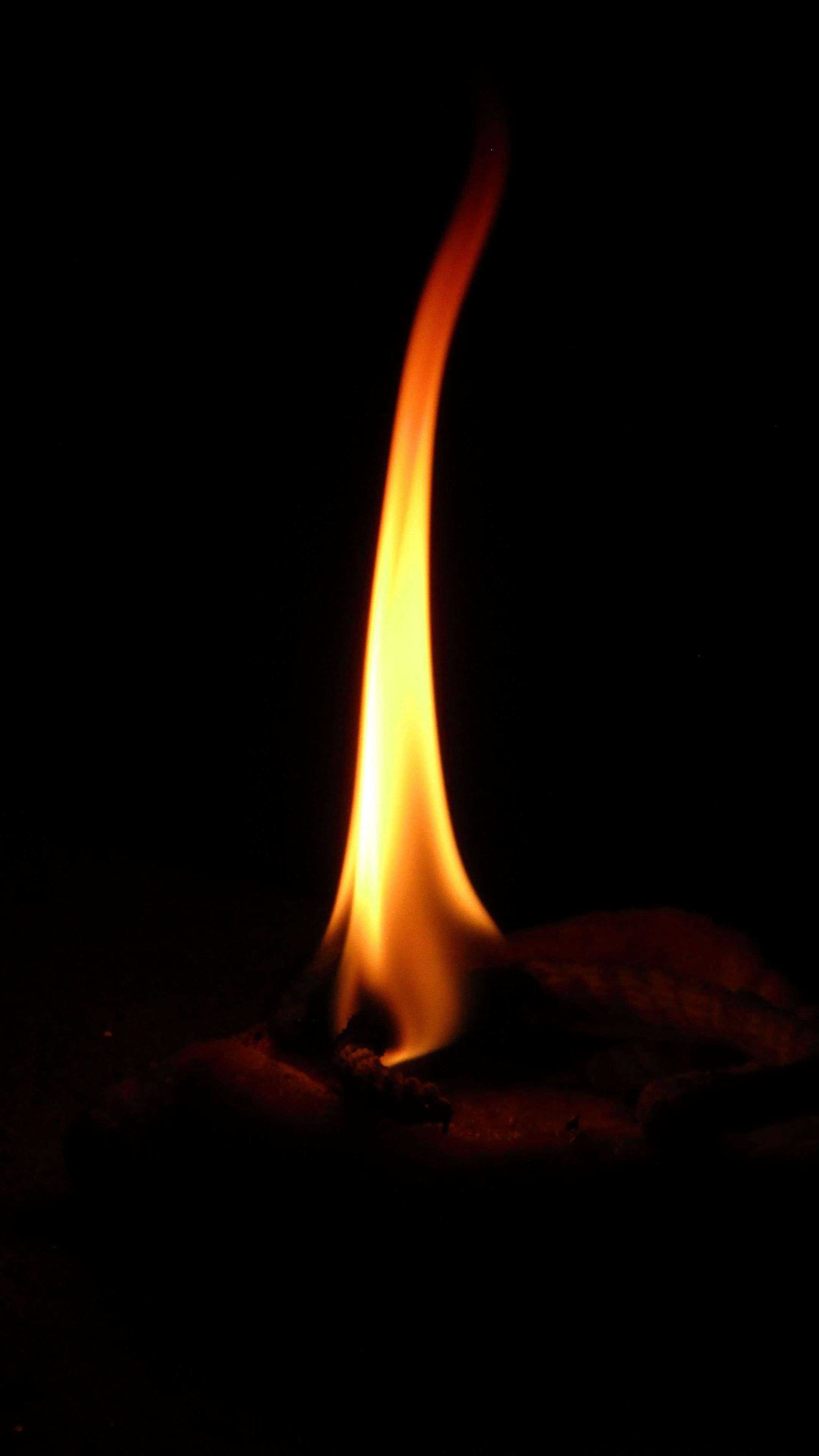 Flame fire, Dark background, Fiery glow, Mesmerizing simplicity, Striking visuals, 2160x3840 4K Handy