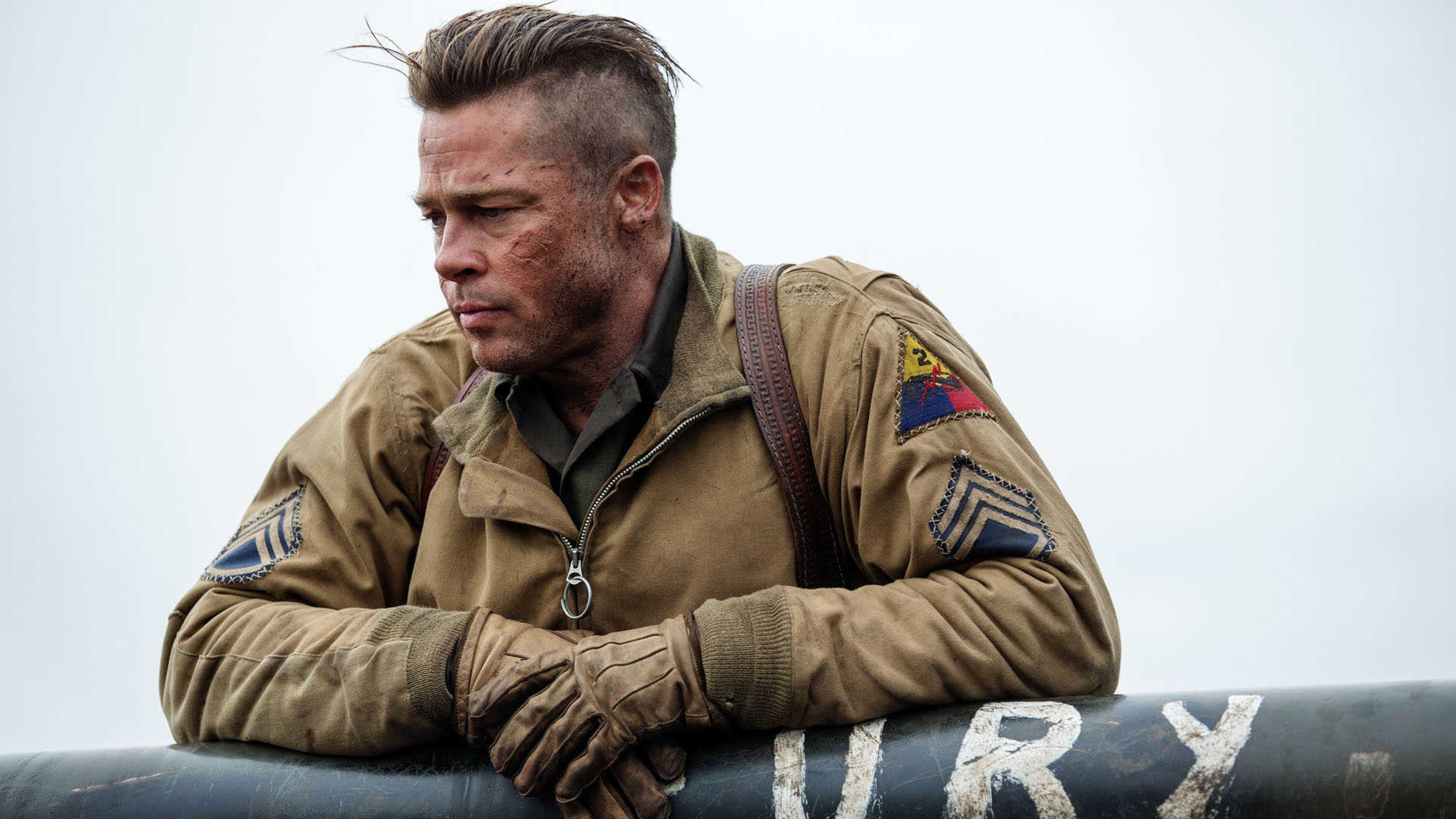 Brad Pitt: Fury, A 2014 American war film, Don "Wardaddy" Collier, tank commander. 3840x2160 4K Background.