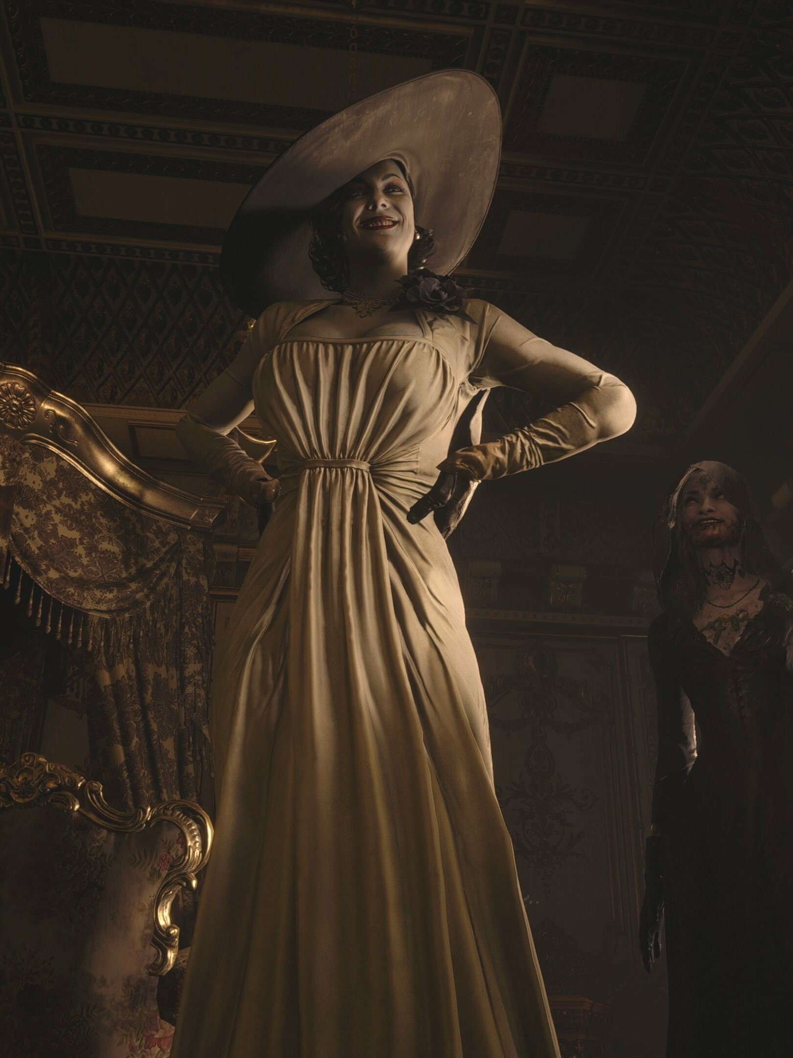 Resident Evil Village: Countess Alcina Dimitrescu, A mutant human aristocrat. 1620x2160 HD Wallpaper.
