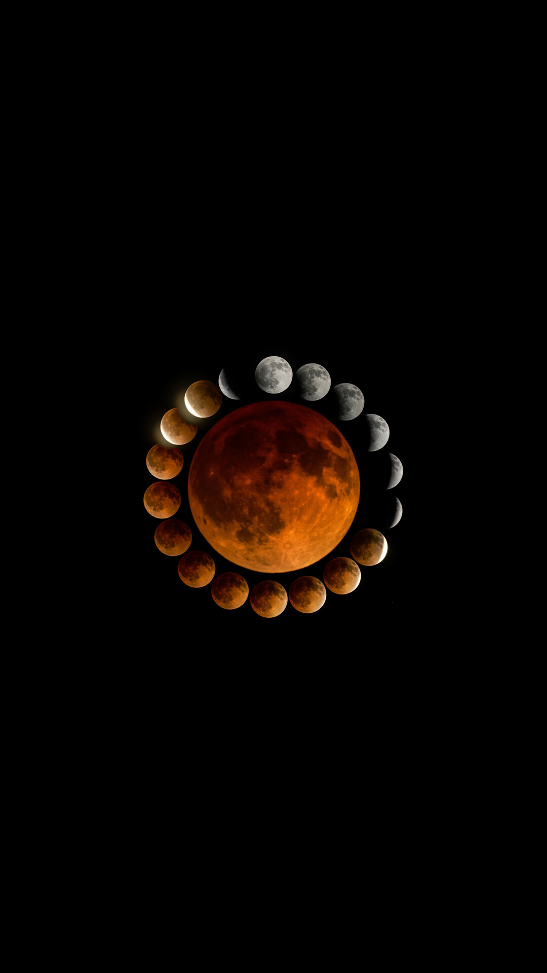 Lunar eclipse phase for iPhone, Celestial allure, Night sky's marvel, Astronomical wonder, 1080x1920 Full HD Phone