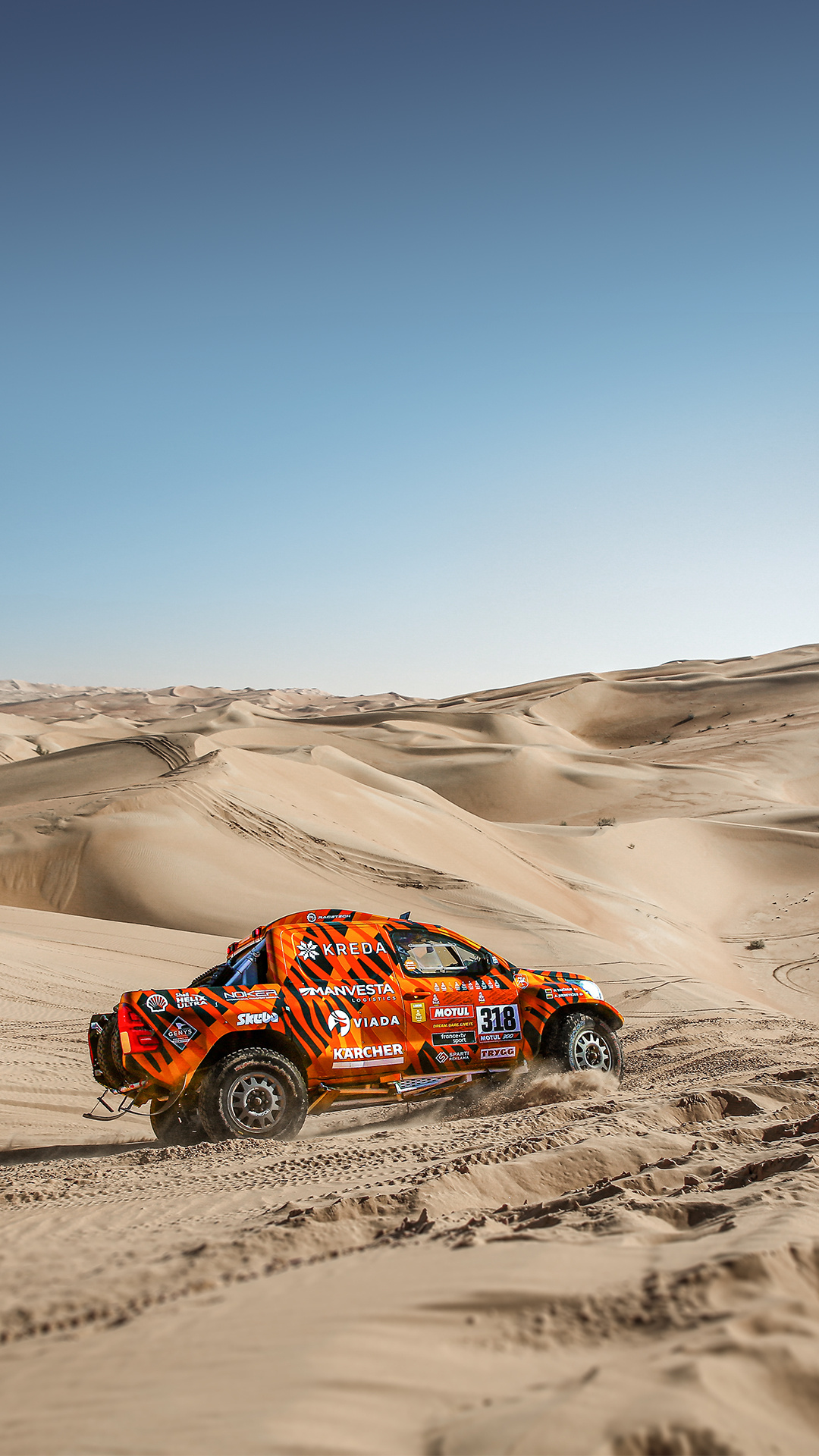Dakar Rally: 2018 Toyota Hilux, Dakar car, Team Lithuania, Drivers: Antanas Juknevicius. 1080x1920 Full HD Wallpaper.