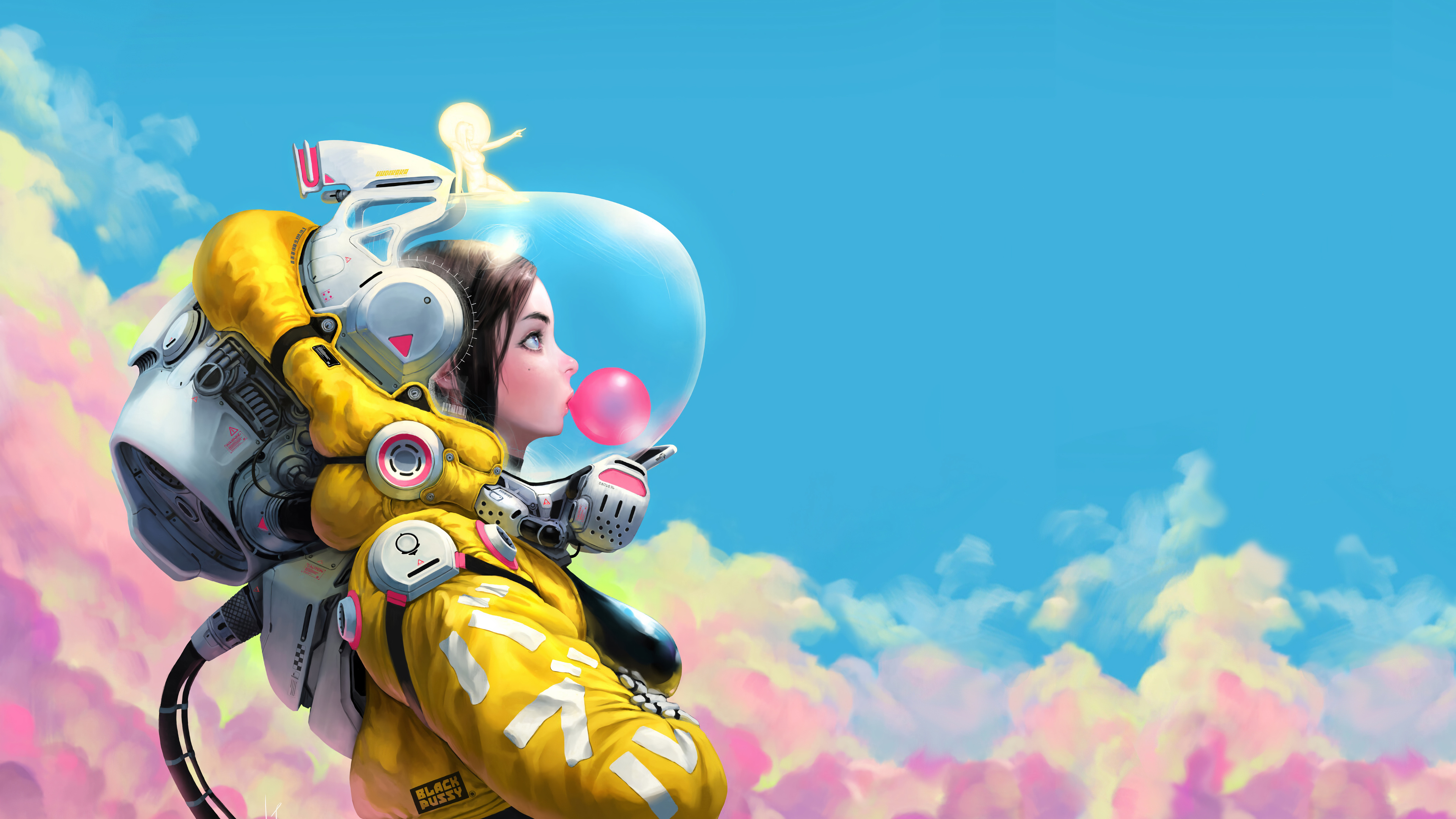 Bubble gum in space, Futuristic and whimsical, Cute and colorful, Galactic bubble-blowing, 3840x2160 4K Desktop