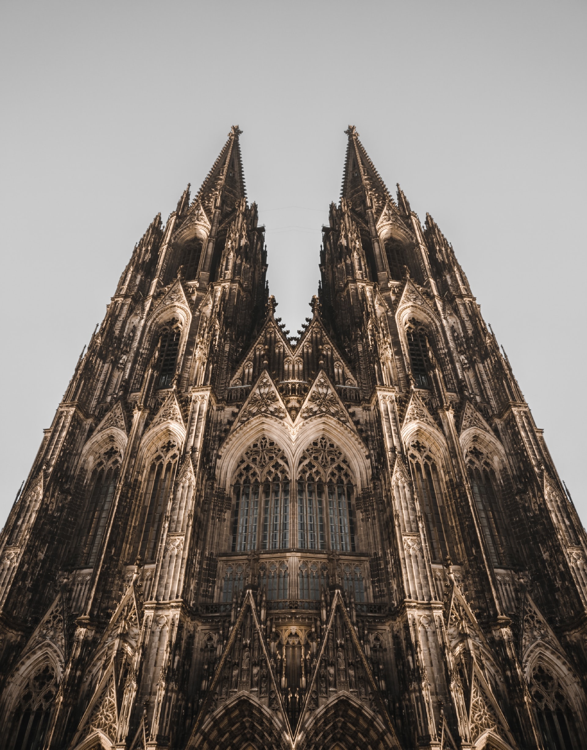 Gothic Architecture: Cologne Cathedral, Germany's Enduring Church, Pointed arches, Stained-glass windows. 1920x2450 HD Background.