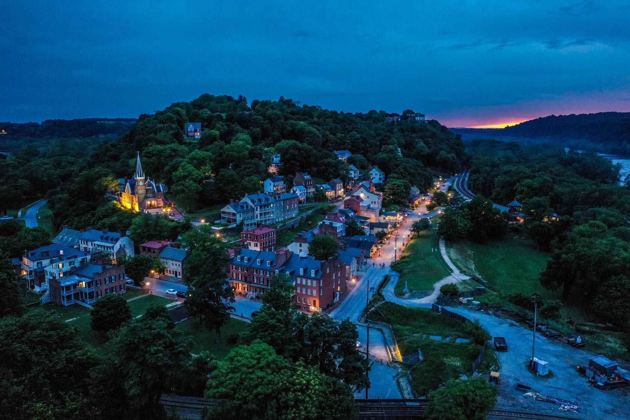 Harpers Ferry, West Virginia, Night view, Scenic, 2050x1370 HD Desktop