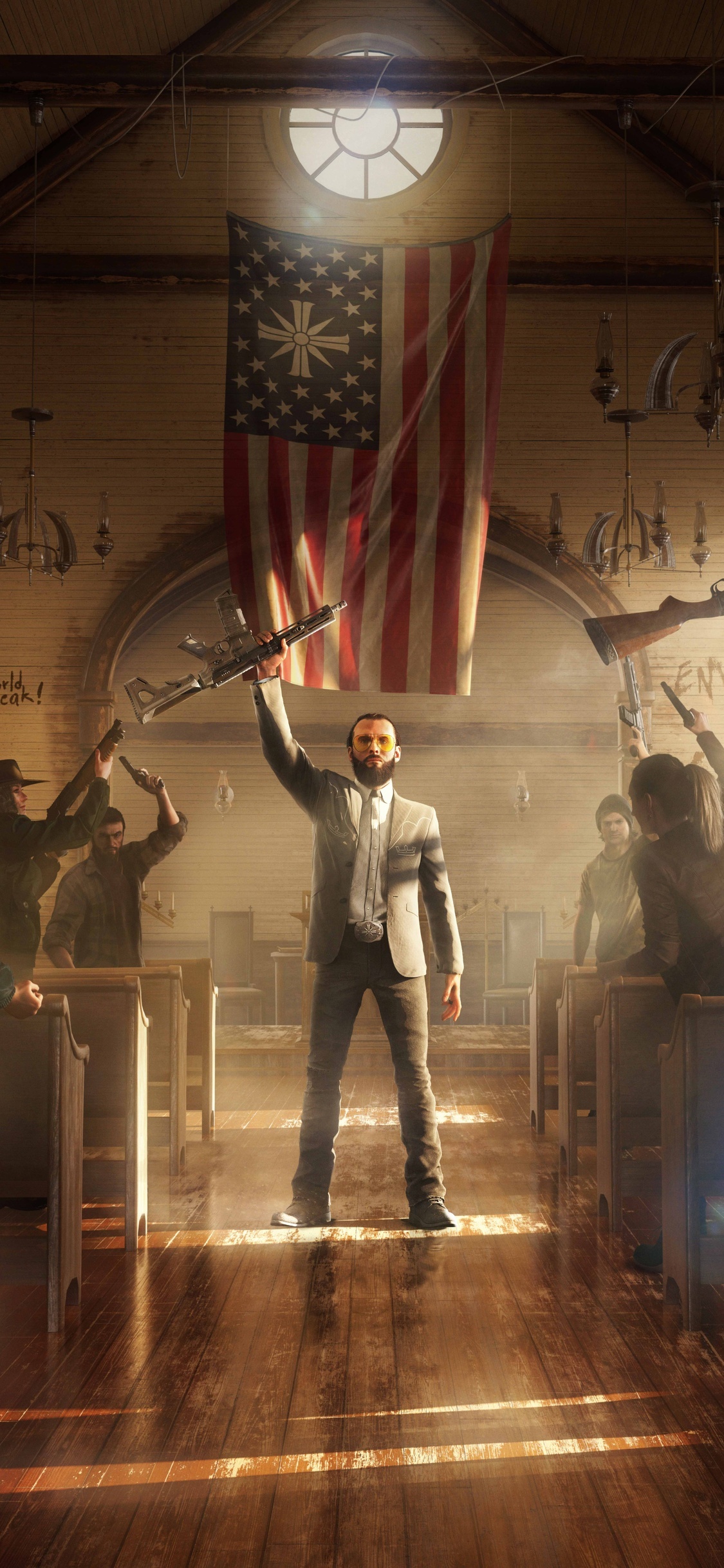 Far Cry 5, Stunning landscapes, Fierce battles, Action-packed gameplay, 1130x2440 HD Phone