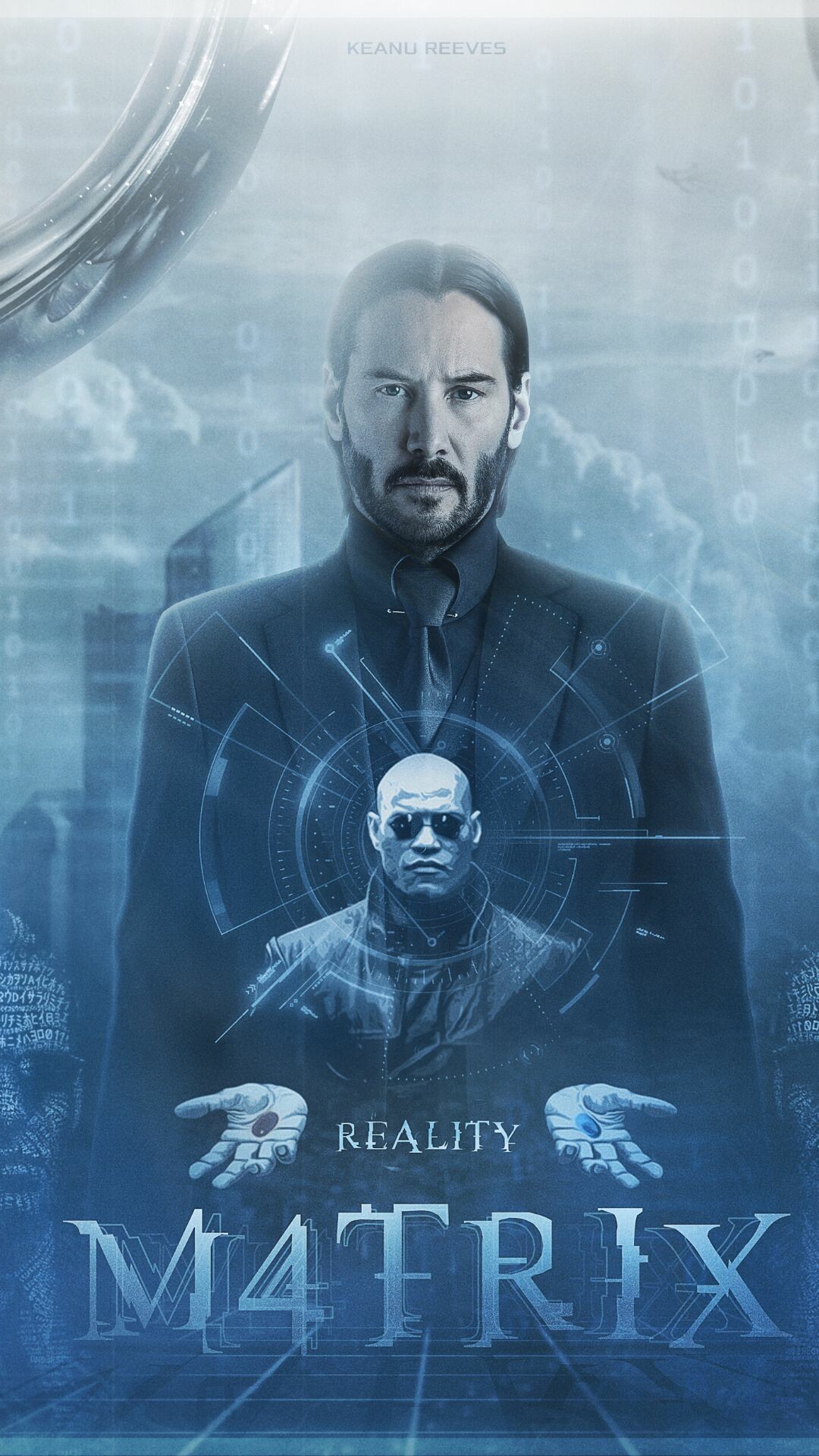 Matrix Franchise: Resurrections, A box-office bomb, grossing $157 million worldwide. 1080x1920 Full HD Wallpaper.