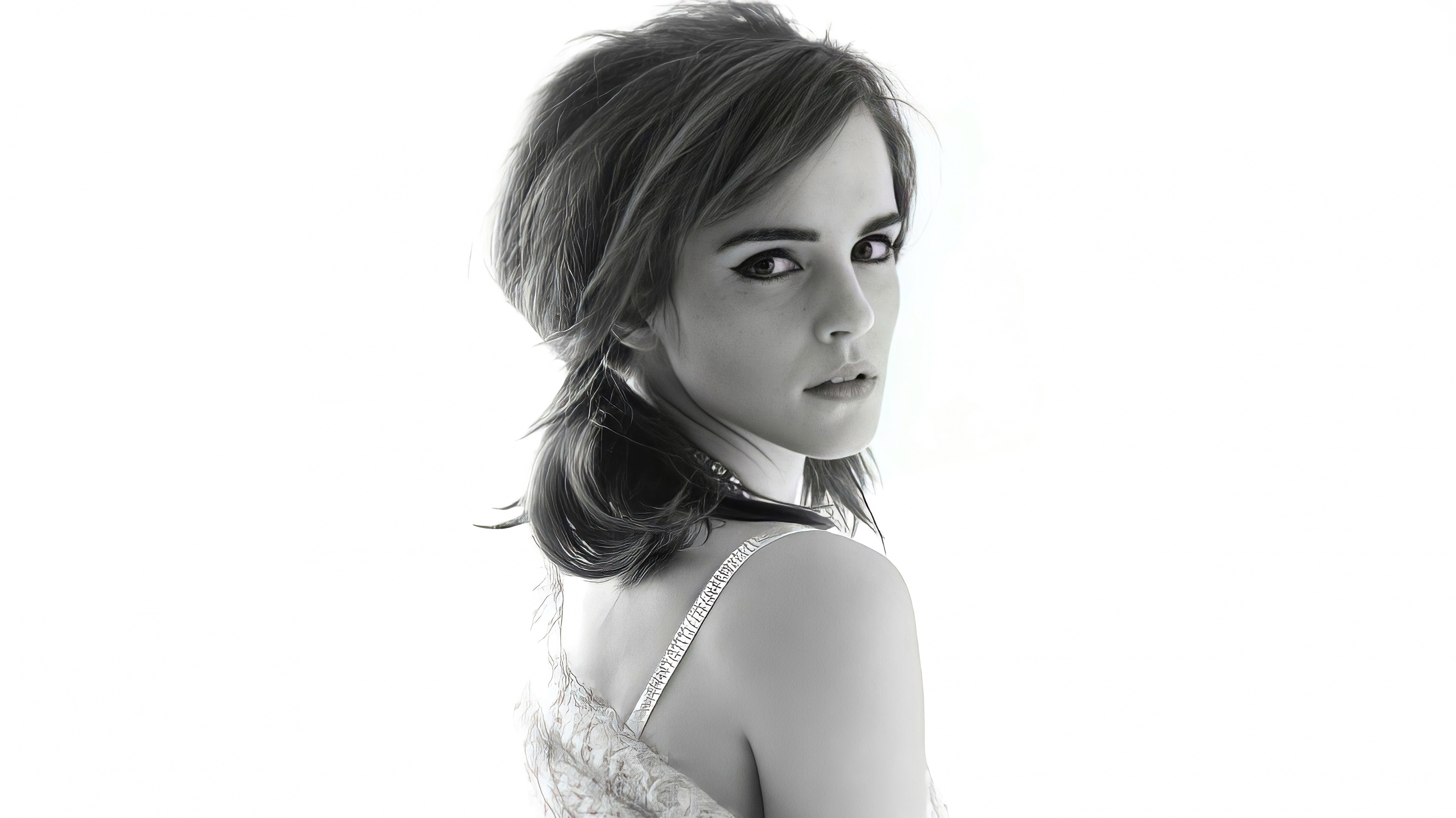 Emma Watson, Monochrome, Photoshoot, People, 3840x2160 4K Desktop