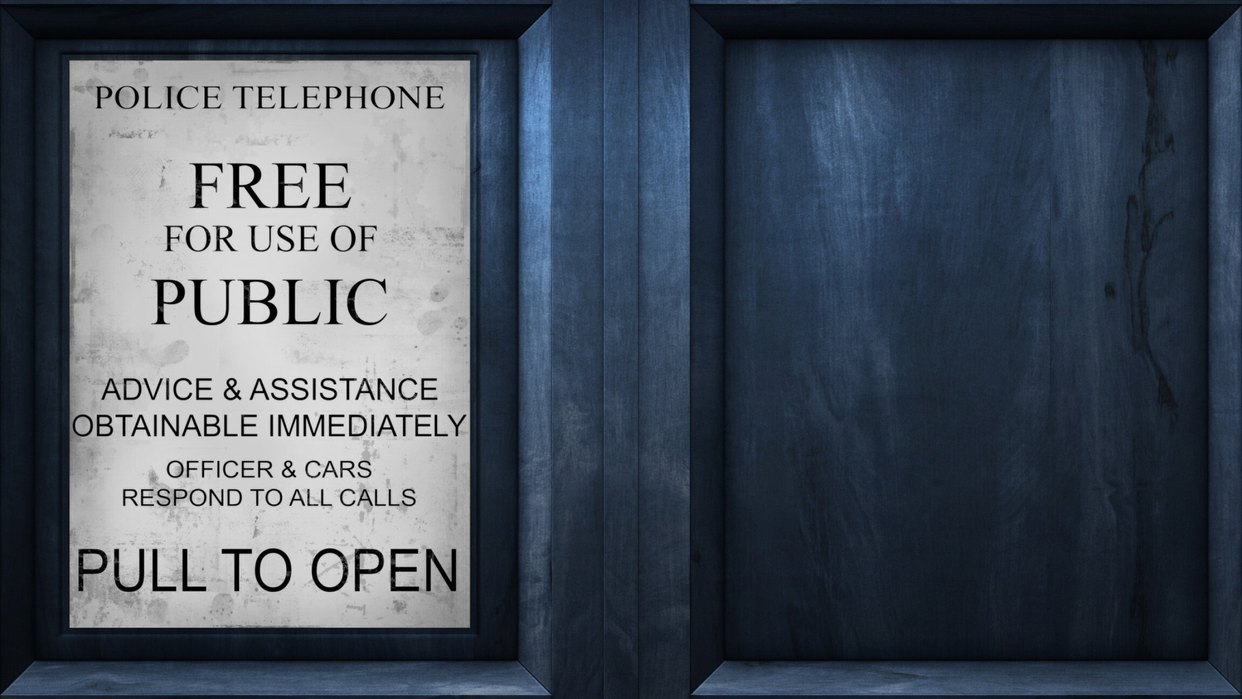 Doctor Who: Tardis sign, The primary space-time vehicle used by the Time Lords of Gallifrey allowing them to travel throughout the universe. 2560x1440 HD Wallpaper.