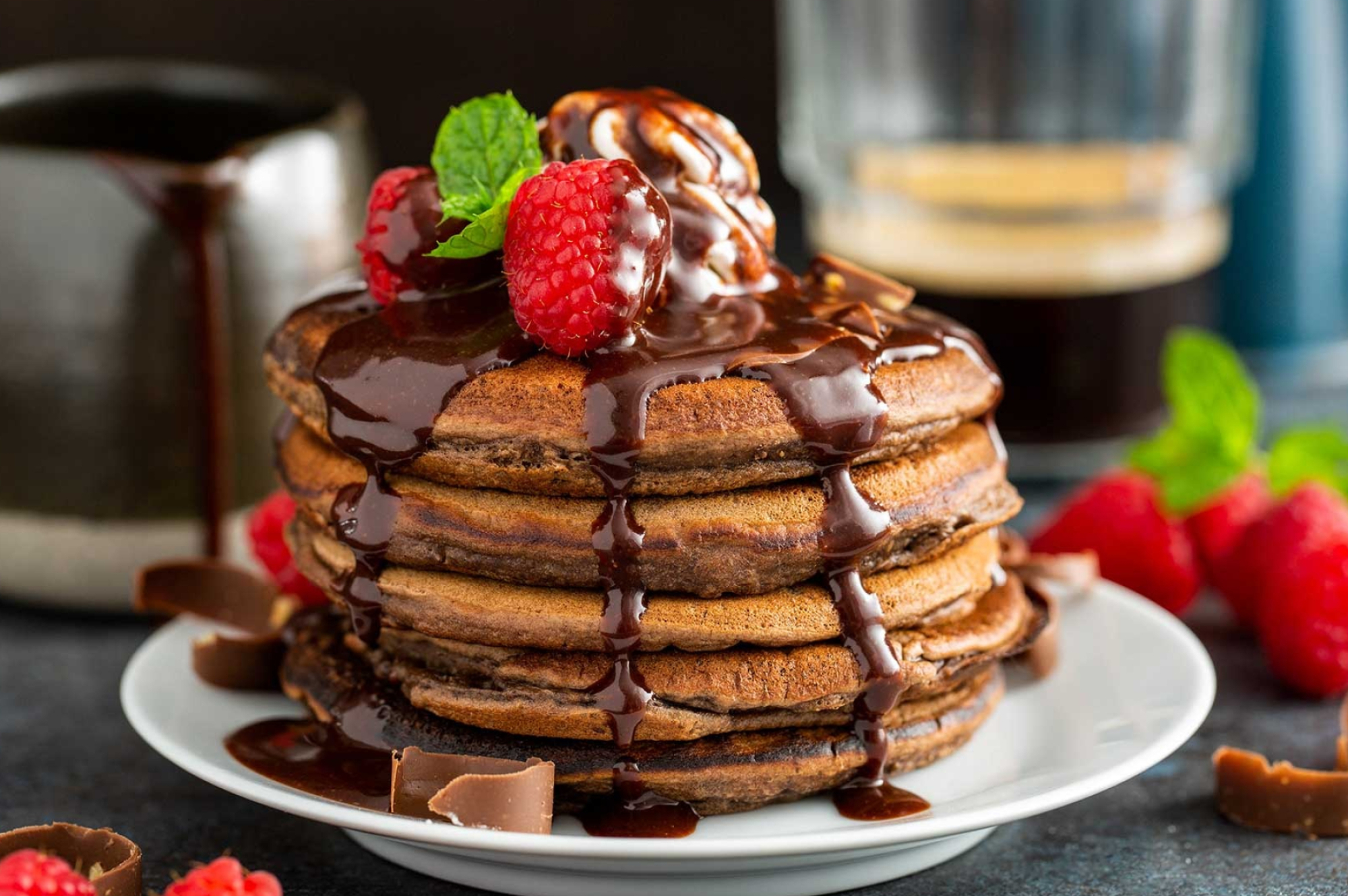 Pancake: Chocolate griddlecakes, Breakfast dish. 2000x1330 HD Wallpaper.