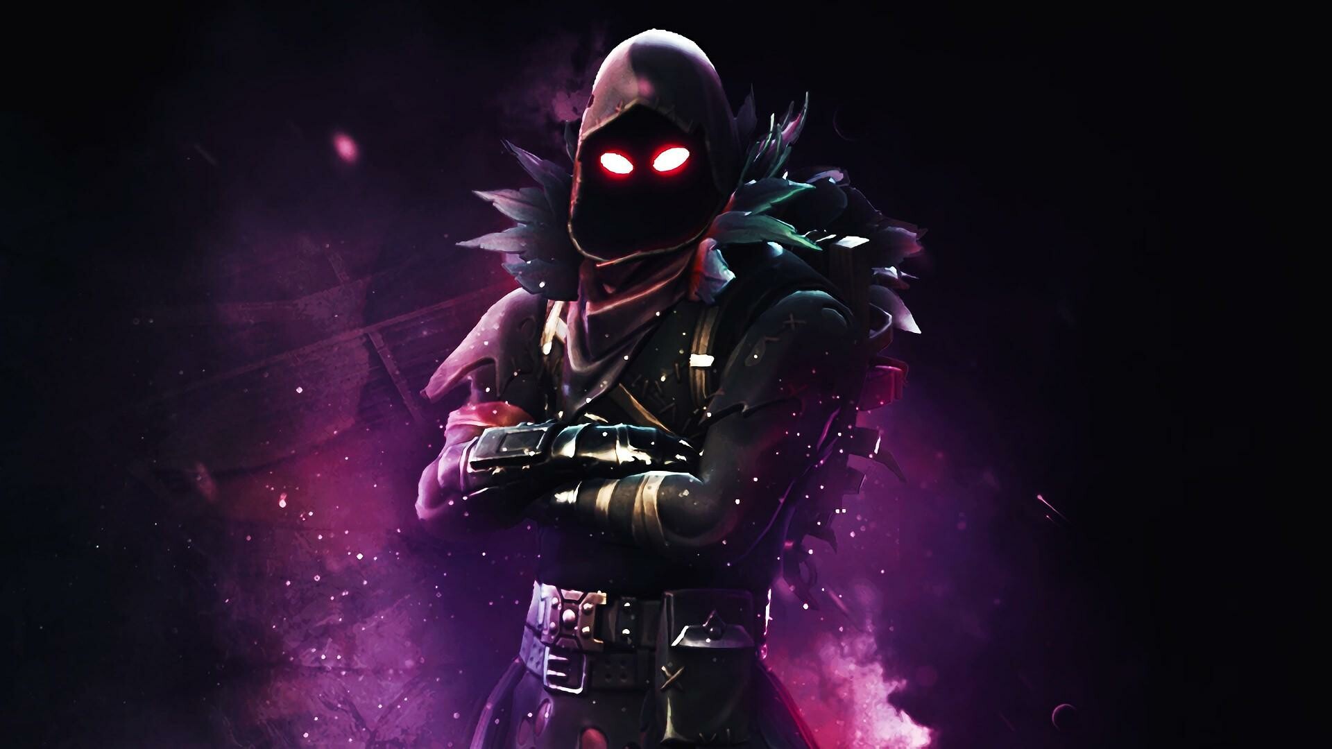 Fortnite: Rave, A Legendary Outfit, The Iron Cage Back Bling is bundled with this Outfit. 1920x1080 Full HD Background.