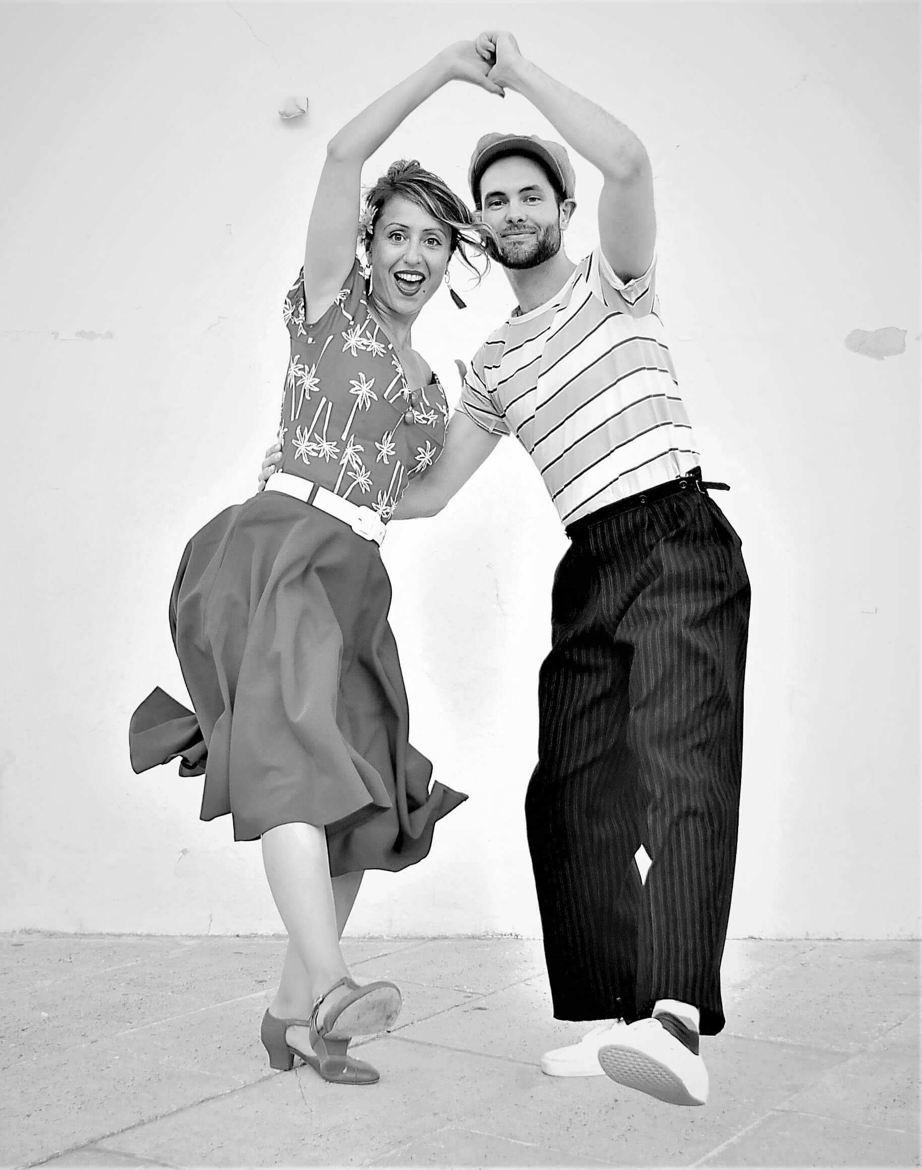 Swing Dance: St. Louis Shag, Closed Position Dance, Boogie-Woogie Music, Black-And-White, Dance Pose. 1830x2330 HD Background.