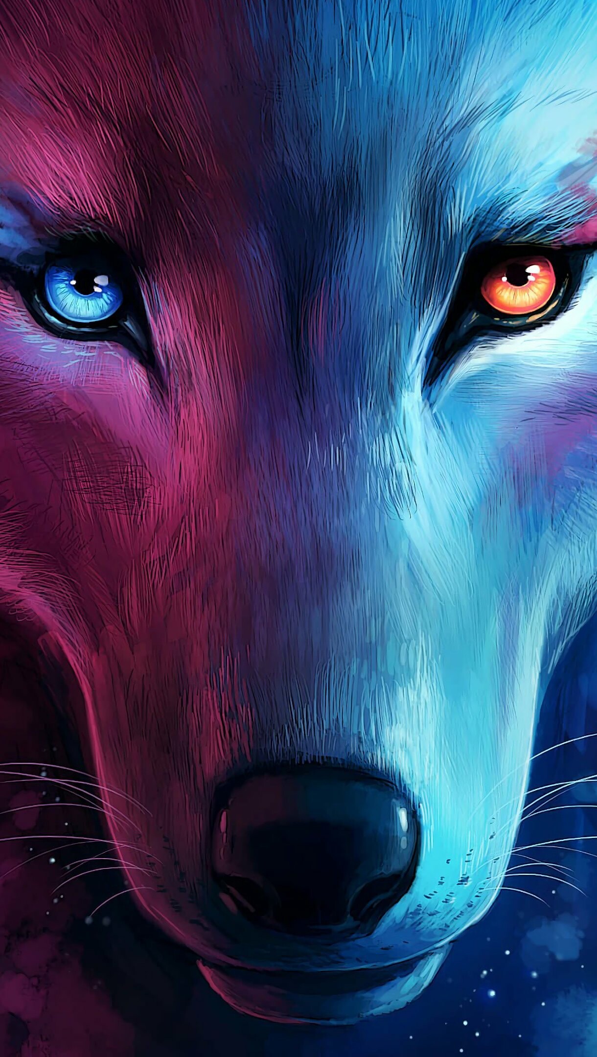 Wolf: Artistic animation, Mammal, Carnivore. 1220x2160 HD Wallpaper.