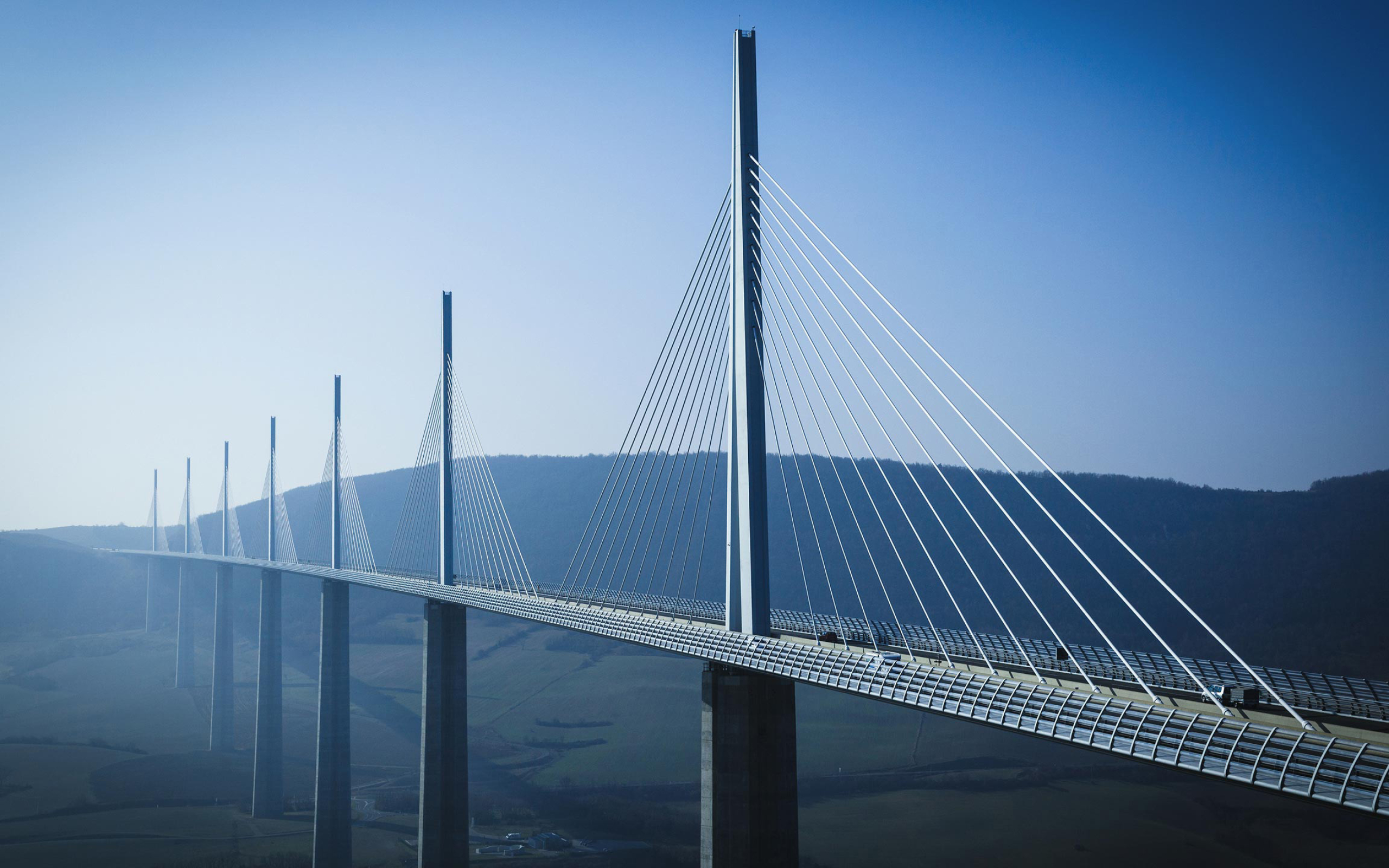 Millau Bridge, French engineering marvel, Iconic architecture, Impressive structure, 2560x1600 HD Desktop
