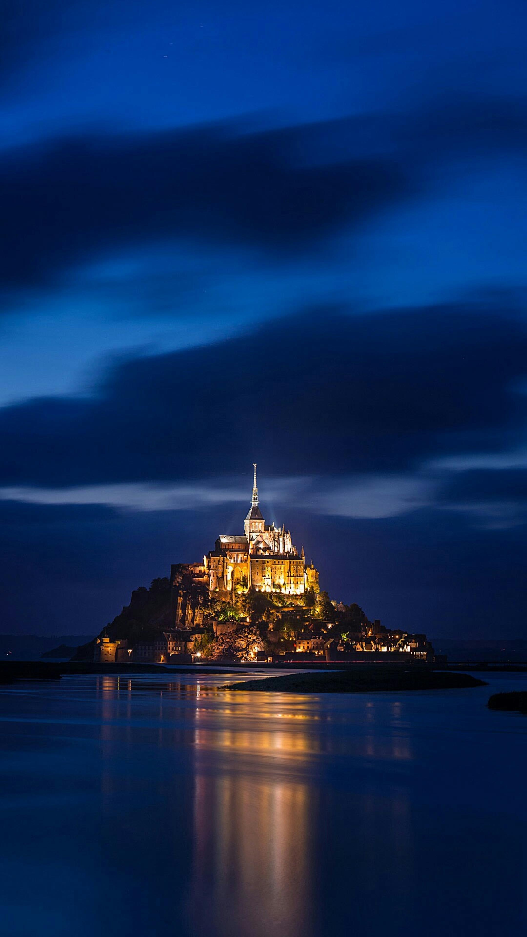 Mont Saint Michel, Aerial view, Stunning landscape, Captivating charm, 2160x3840 4K Phone