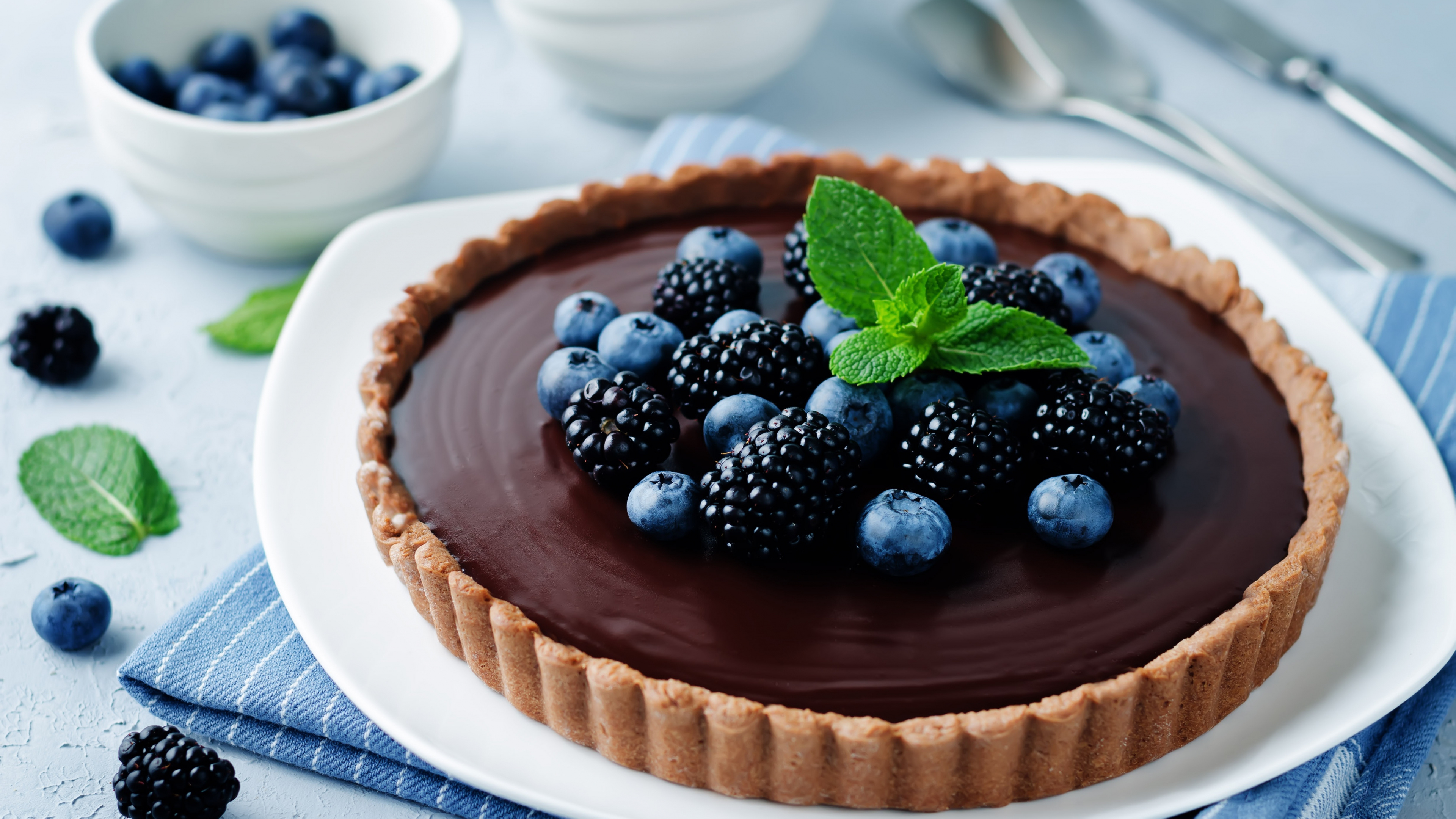 Decadent cake wallpaper, Blackberry and blueberry delight, Delicious dessert, Sweet treat, 3840x2160 4K Desktop