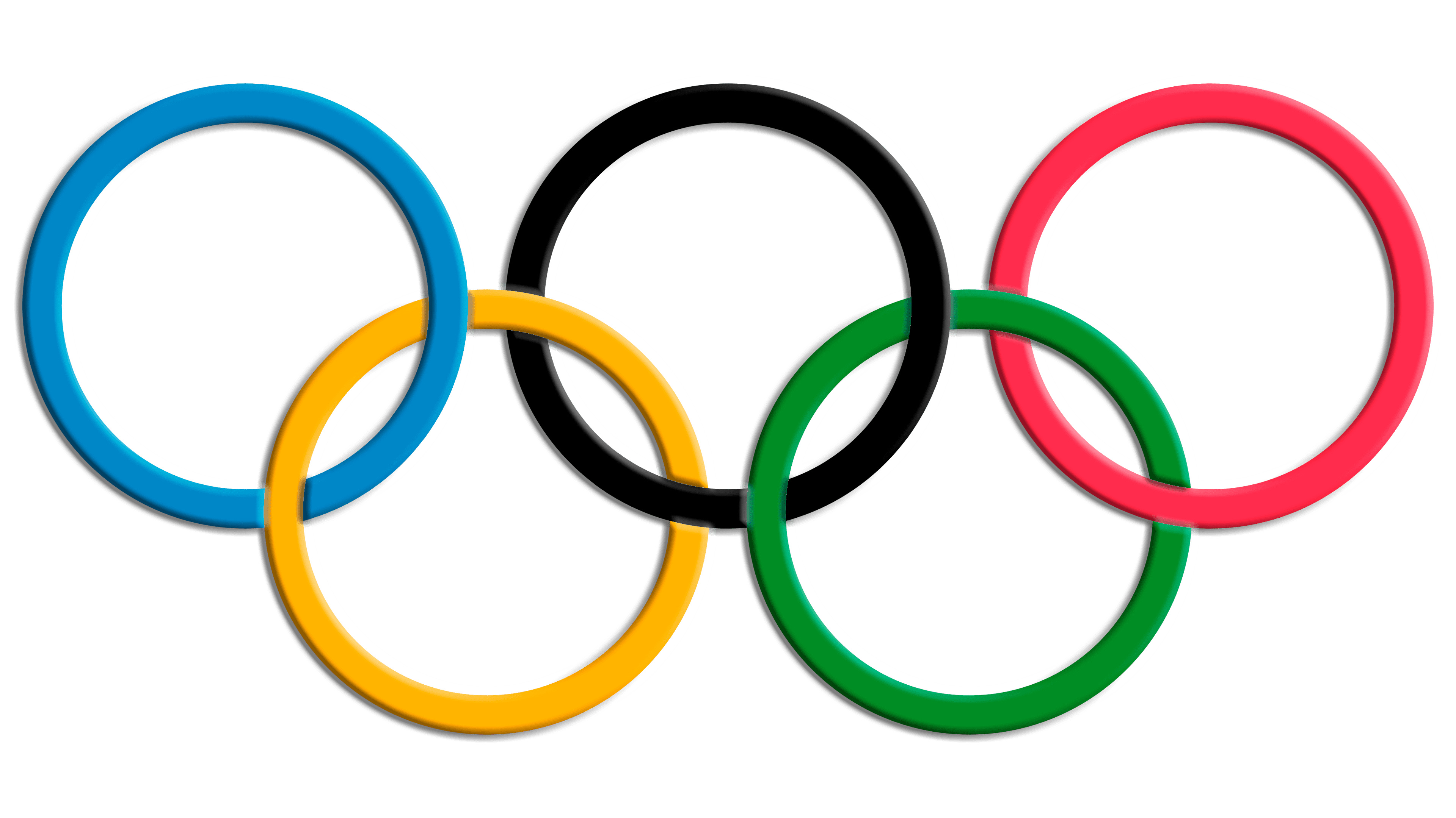Olympics: Symbolic, Five interlocking rings, Coloured blue, yellow, black, green, and red. 3840x2160 4K Wallpaper.