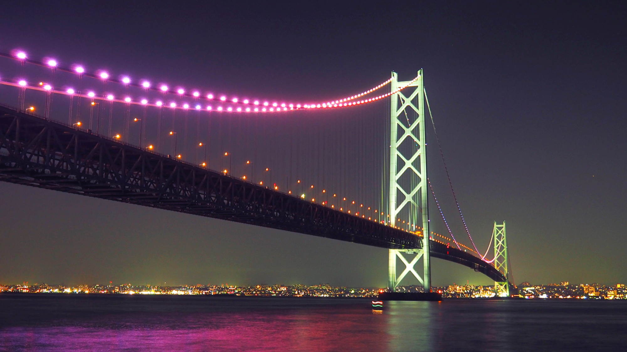 Download images for free, Akashi Kaikyo Bridge, Striking wallpapers, High quality, 2000x1130 HD Desktop