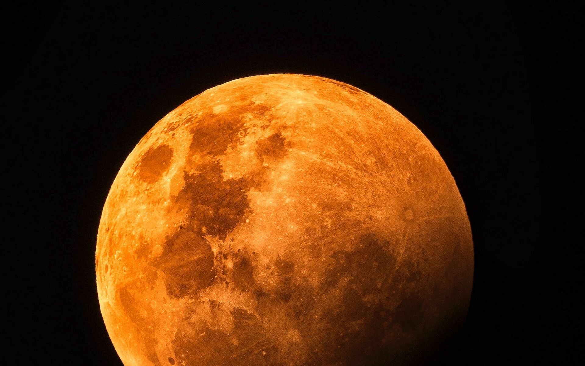 Strahlender orangefarbener Mond, Himmlischer Zauber, Faszinierendes Leuchten, Lebendige Nachthimmel, 1920x1200 HD Desktop
