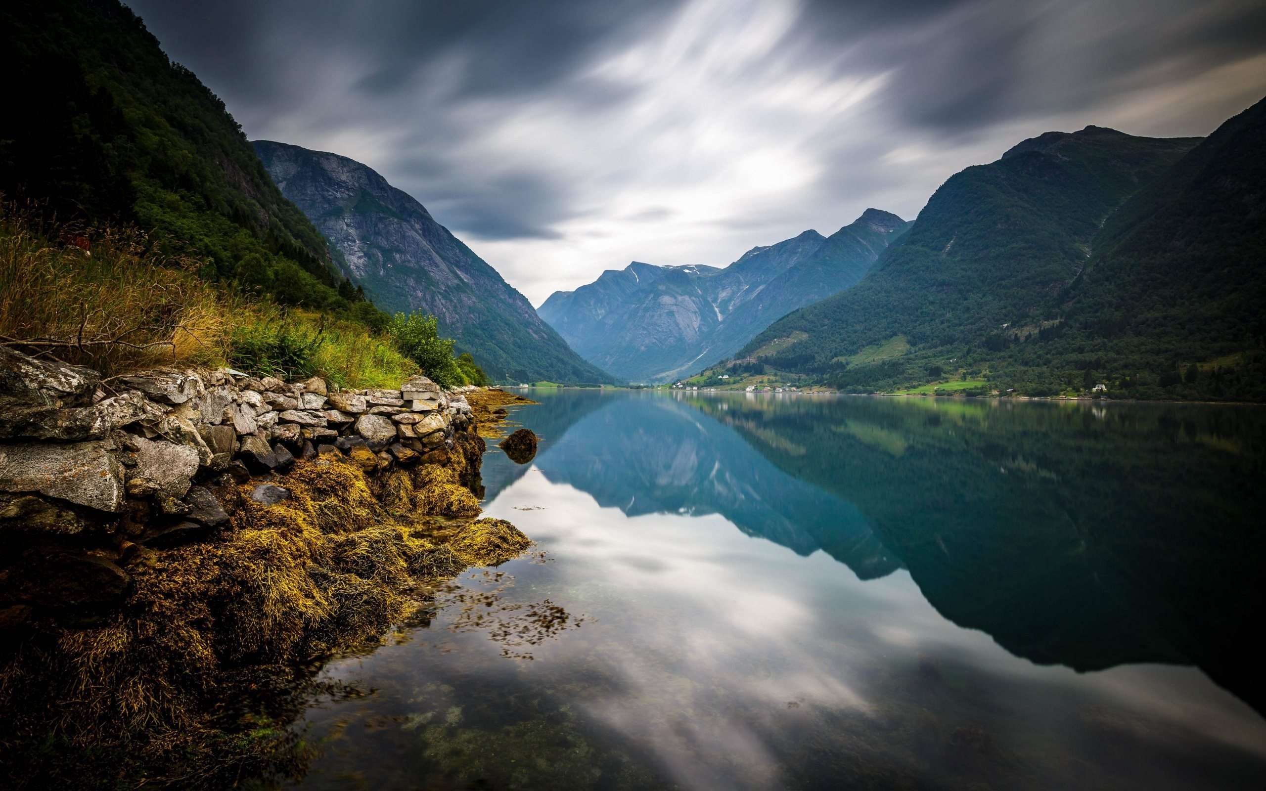 Norwegian Fjords, Mountain landscapes, Sogn og Fjordane, Serene lakes, 2560x1600 HD Desktop