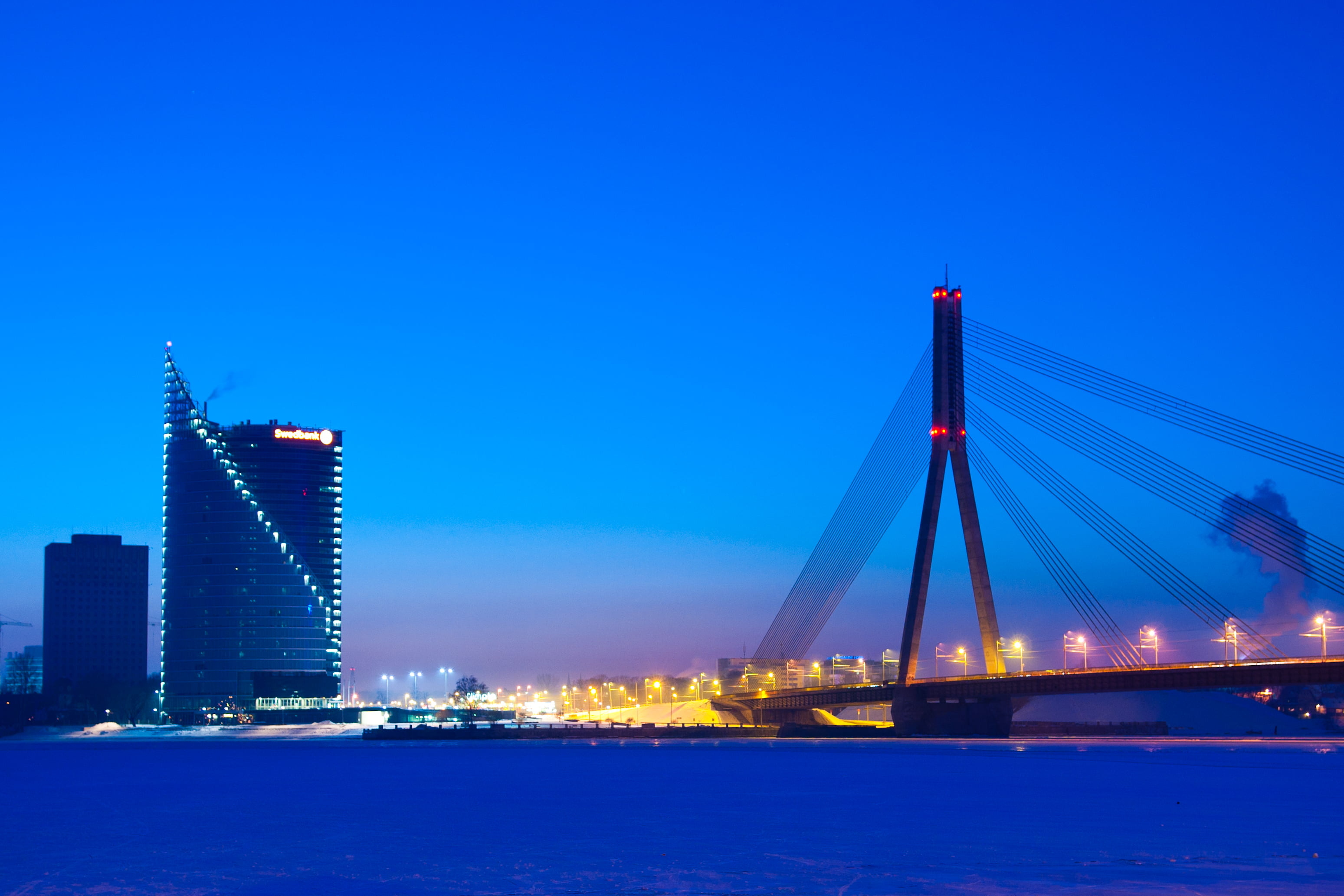 Riga, Latvia, Cityscape, Night time, 3100x2070 HD Desktop