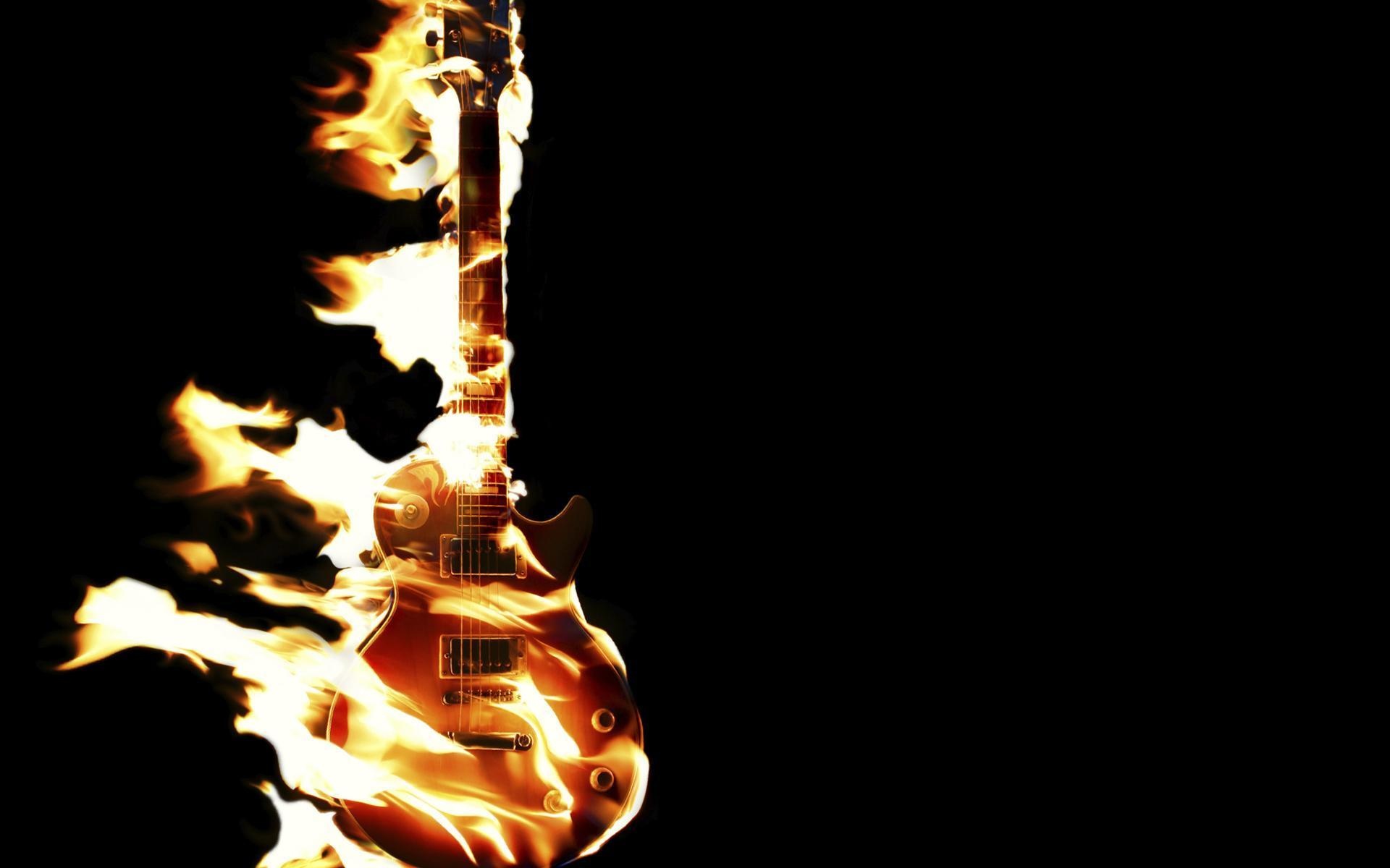 Guitar on fire, Blazing rock melodies, Burning passion, Musical inferno, 1920x1200 HD Desktop