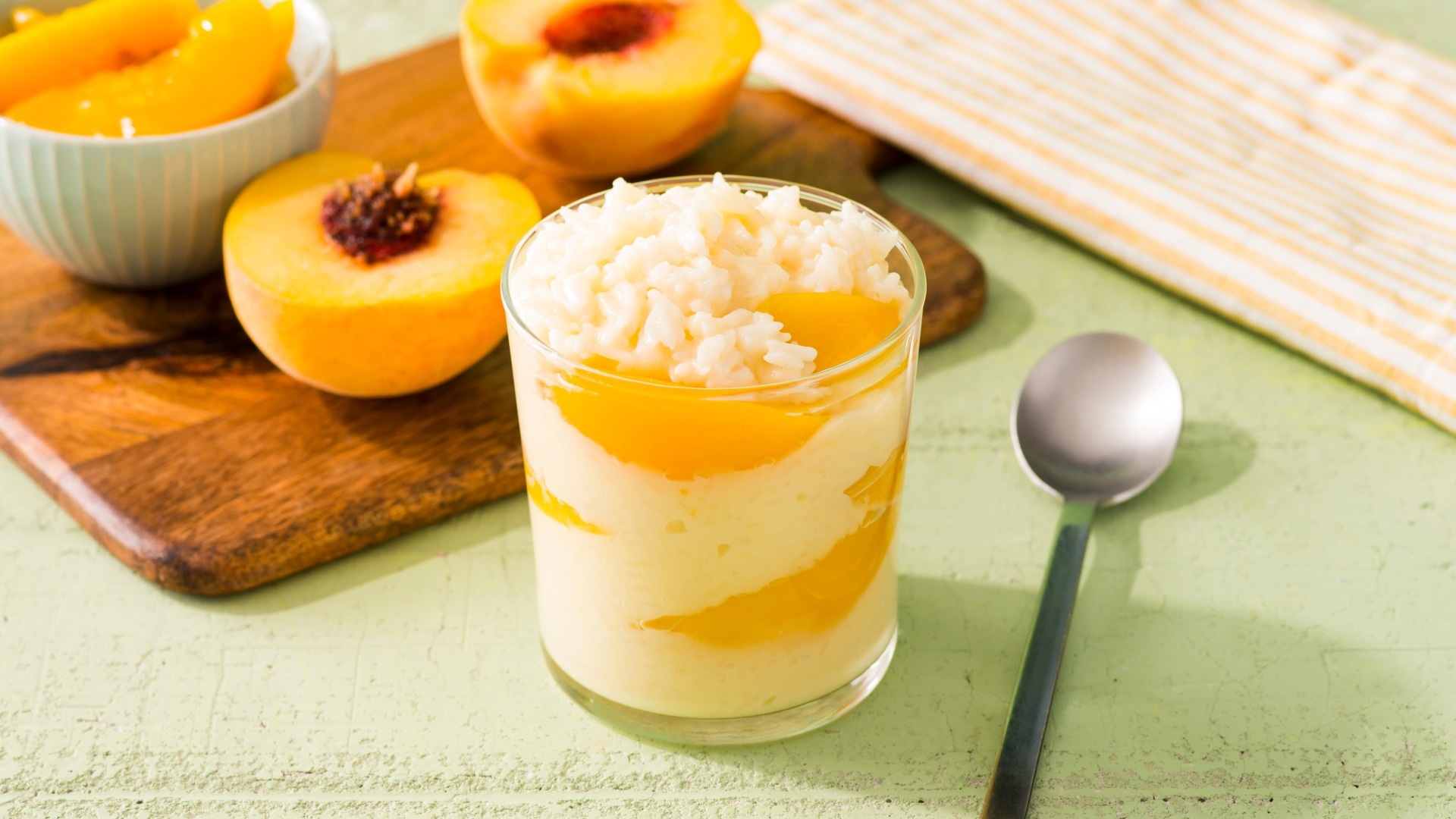 Easy peachy rice pudding, Creamy and fruity, Quick and simple recipe, Perfect dessert for summer, 1920x1080 Full HD Desktop