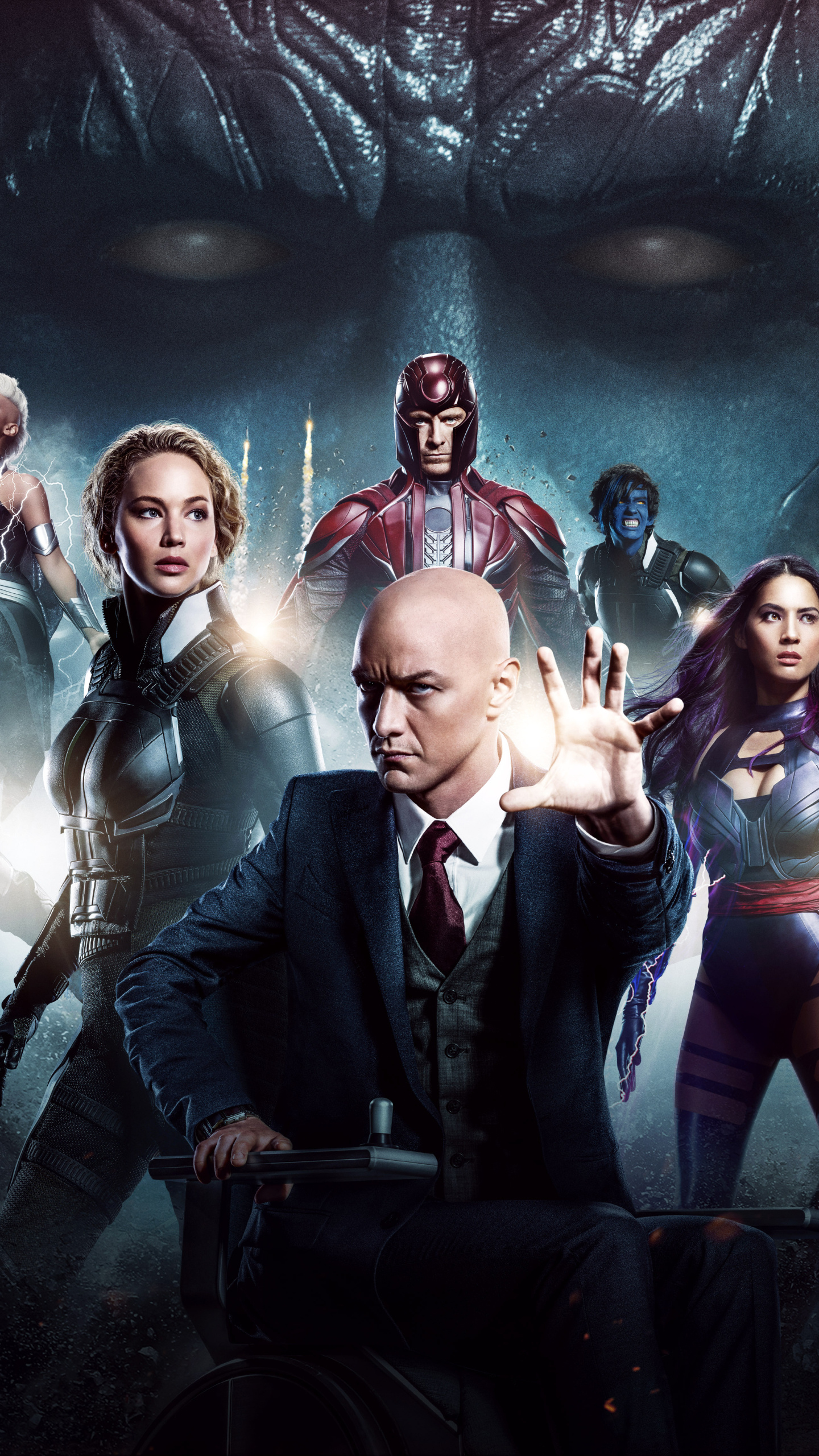 X-men apocalypse movie, Mutant ensemble cast, High-octane action, Superhero blockbuster, 1440x2560 HD Phone