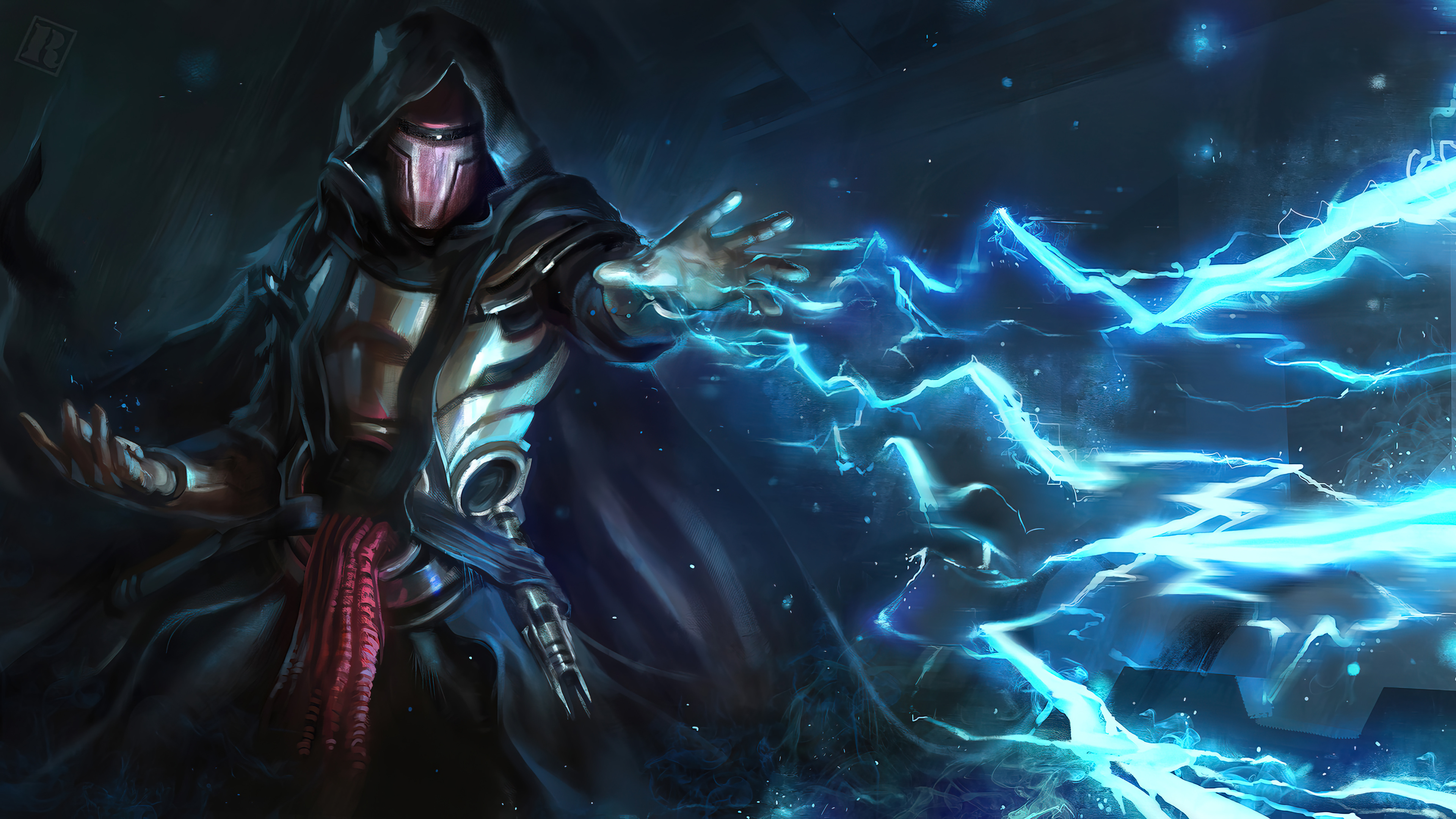 Darth Revan: Force lightning, Star Wars, Was betrayed and left for dead by Darth Malak. 3840x2160 4K Wallpaper.