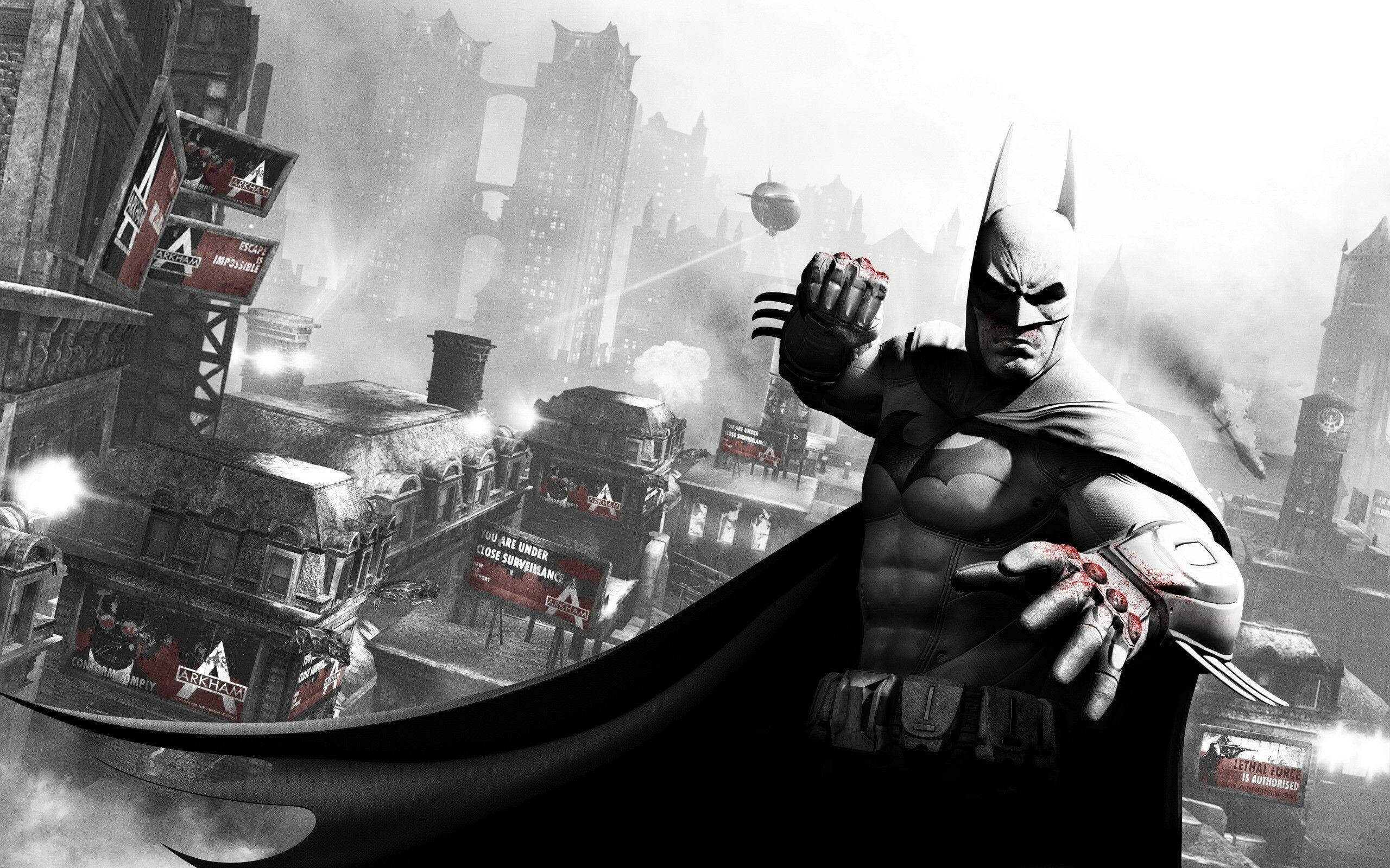 Batman: Arkham City: A super-prison enclosing the decaying urban slums of fictional Gotham City. 2560x1600 HD Wallpaper.