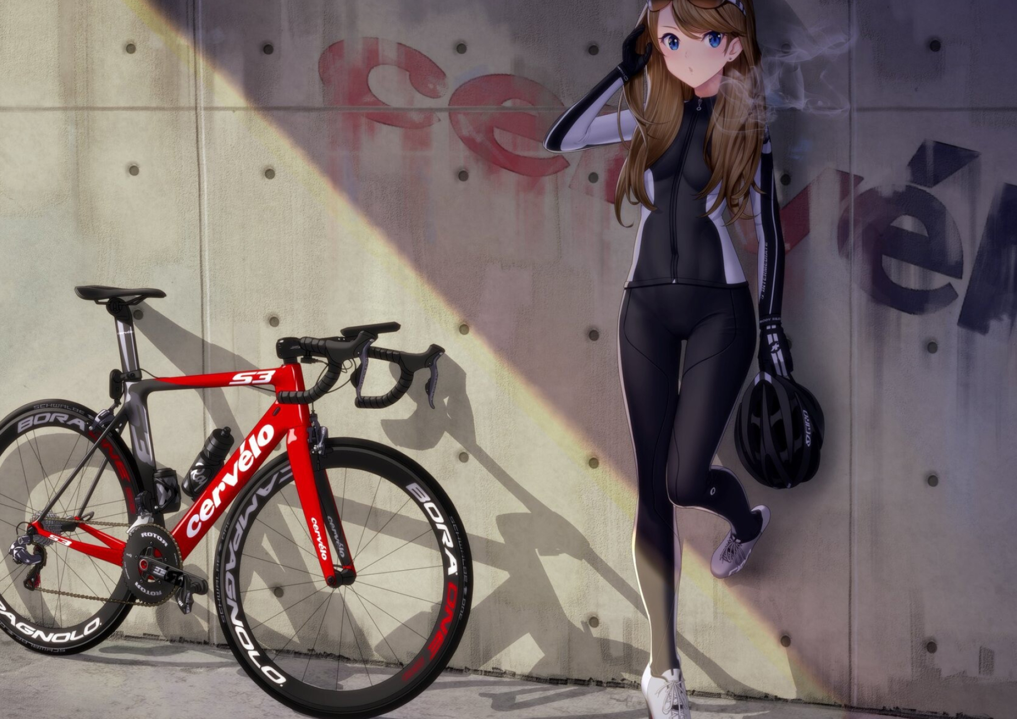 Girl and Bike: Bike equipment, Glasses, Helmet, Cervelo, A manufacturer of innovative road and triathlon/time trial bikes. 2050x1450 HD Wallpaper.