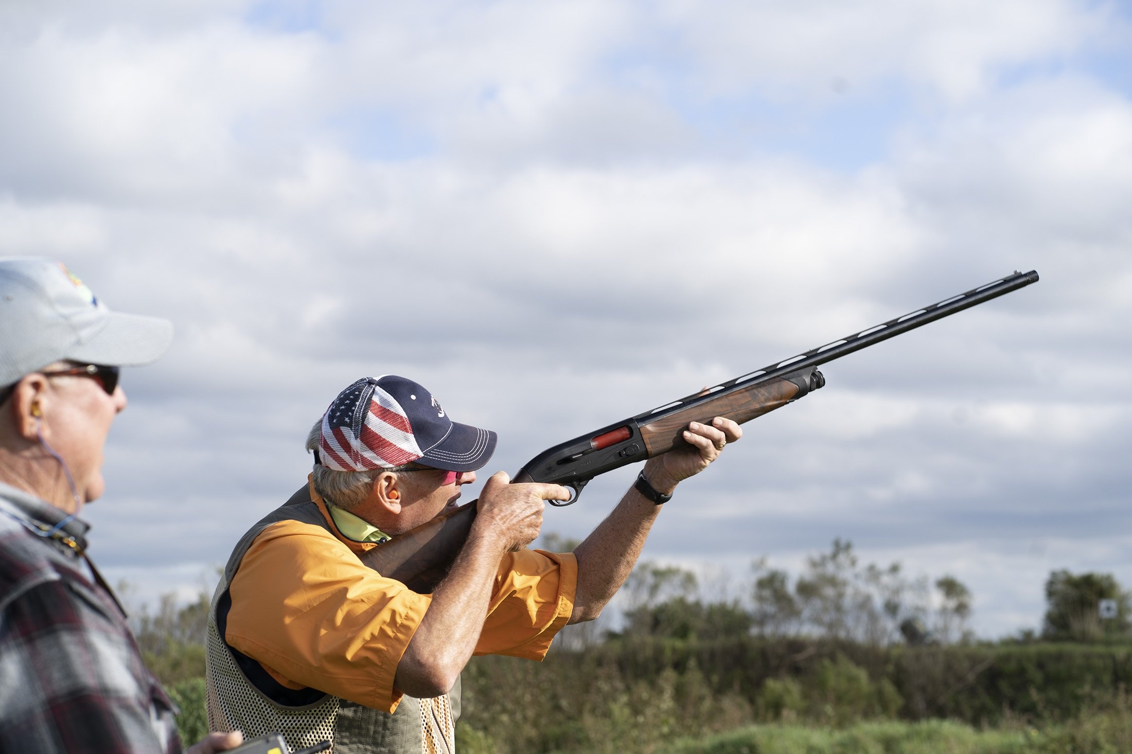 Skeet Shooting: A recreational activity with the use of a semi-automatic 12 gauge shotgun. 2200x1470 HD Background.